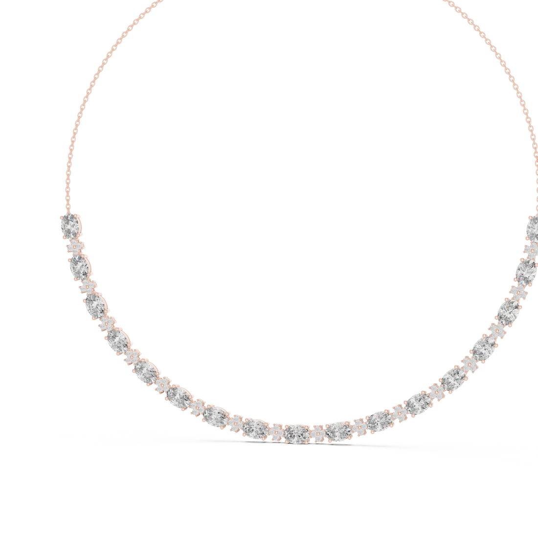Oval Diamond Tennis Necklace