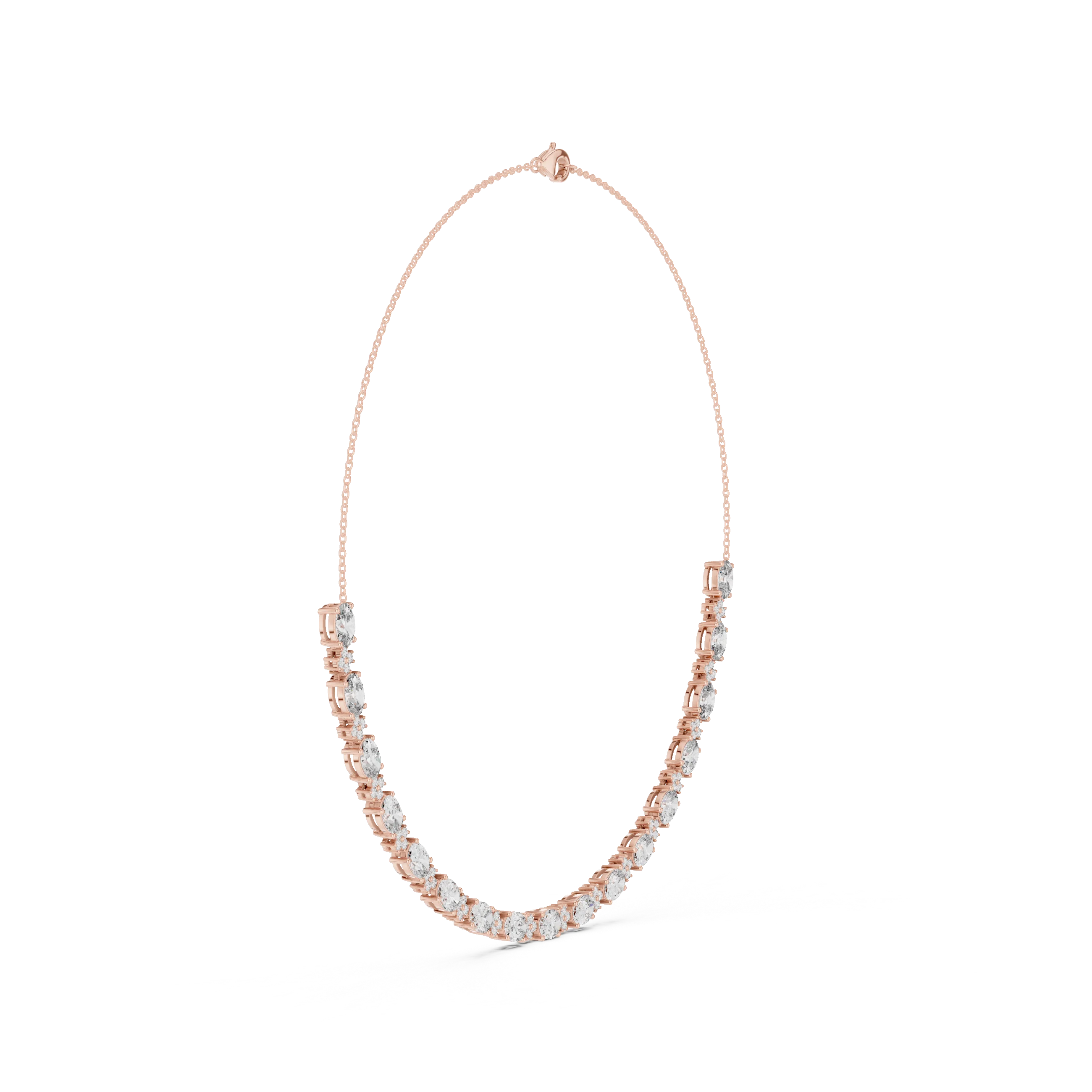Oval Diamond Tennis Necklace