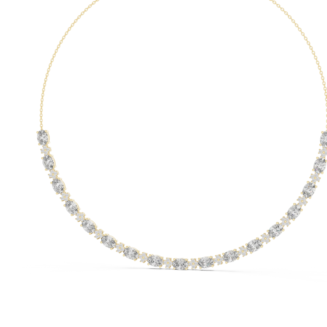 Oval Diamond Tennis Necklace