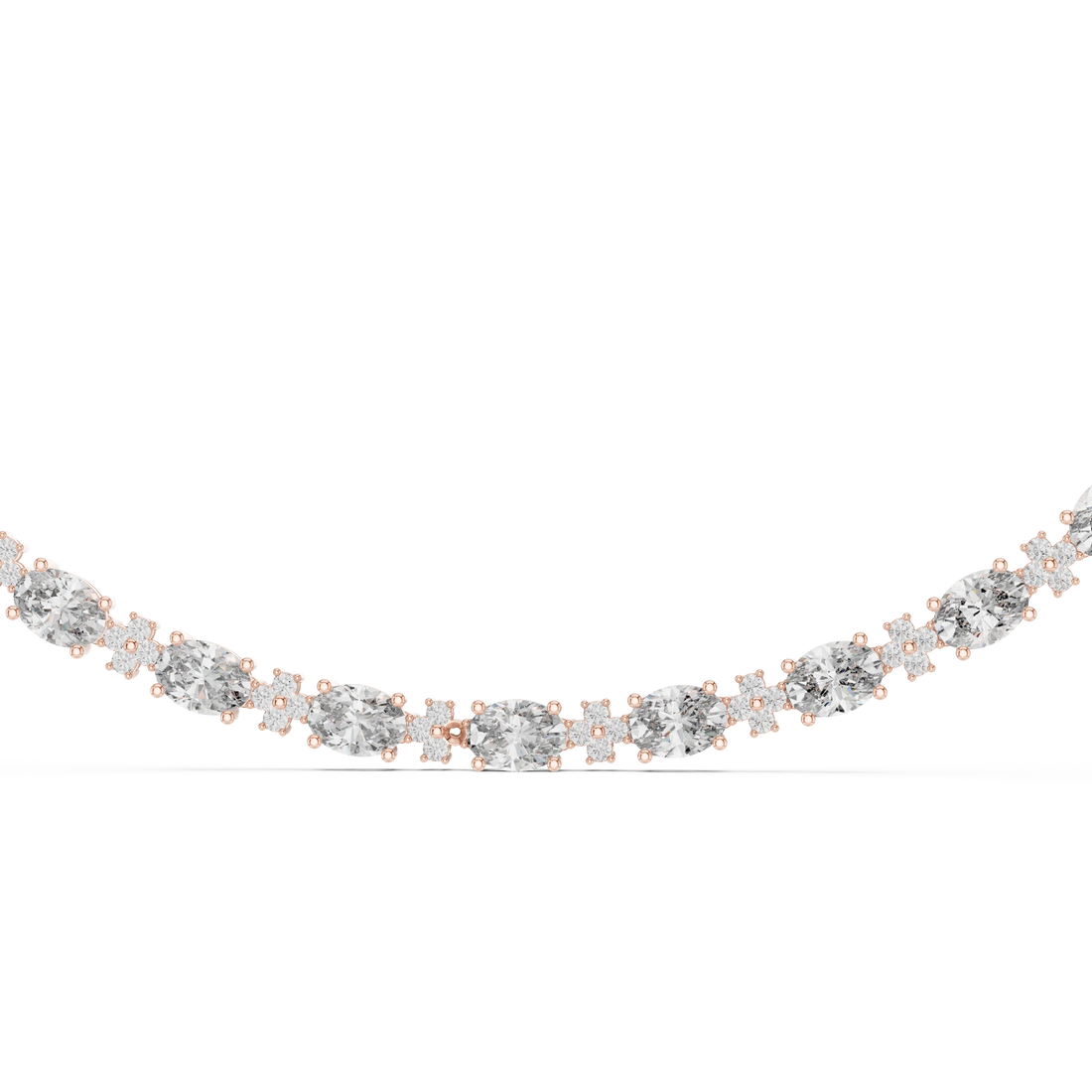 Oval Diamond Tennis Necklace