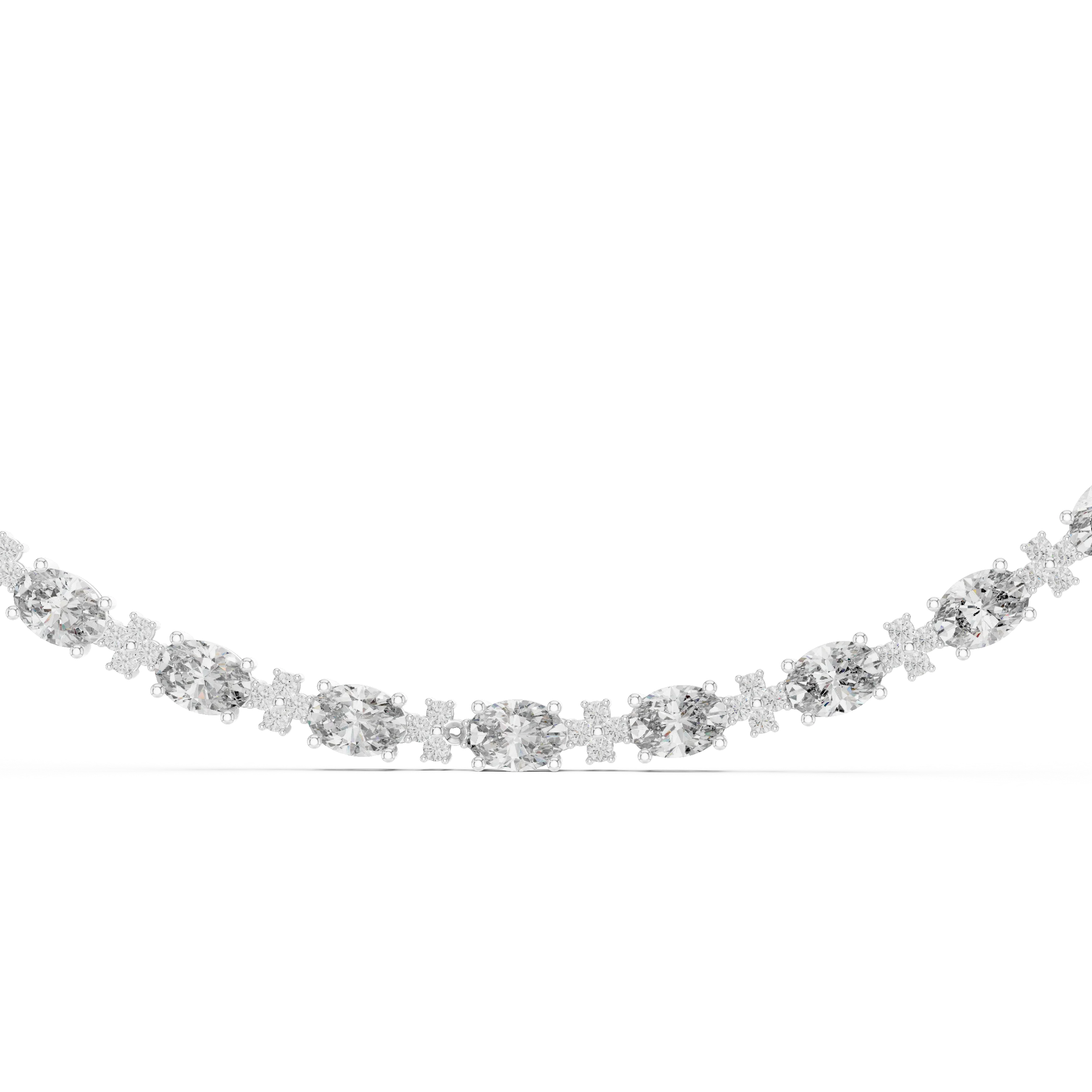 Oval Diamond Tennis Necklace