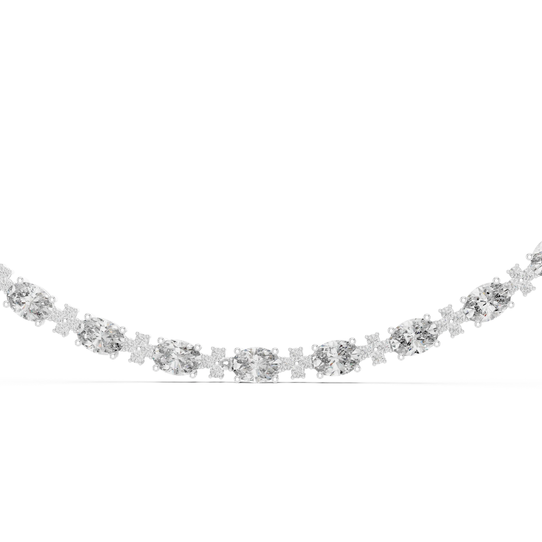 Oval Diamond Tennis Necklace