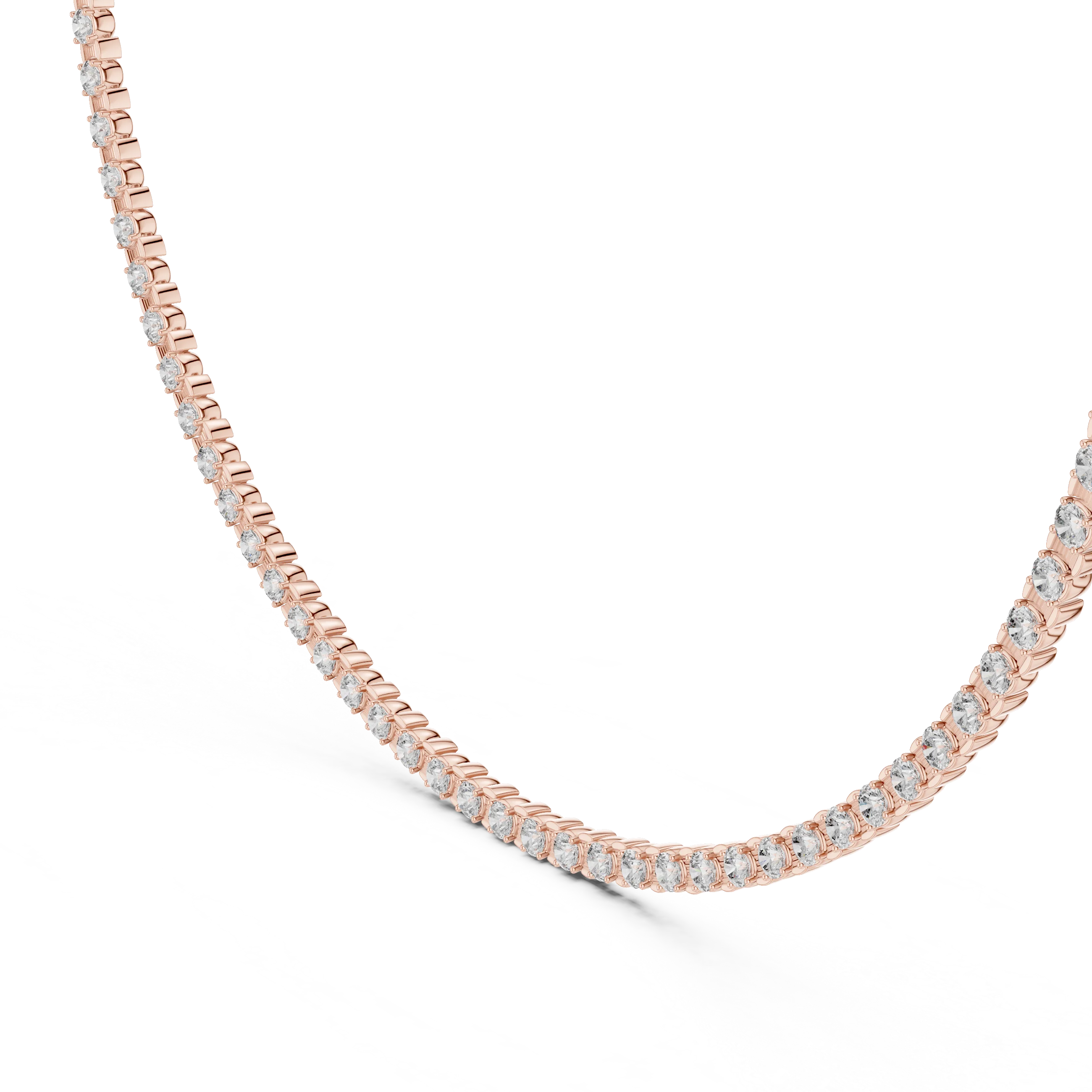 Round Cut Diamond Tennis Necklace