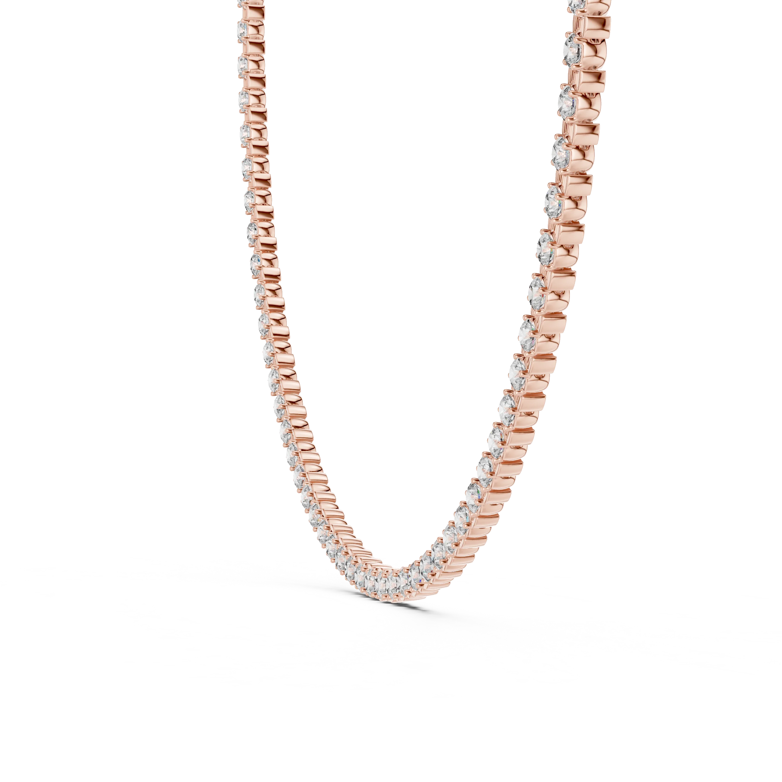 Round Cut Diamond Tennis Necklace