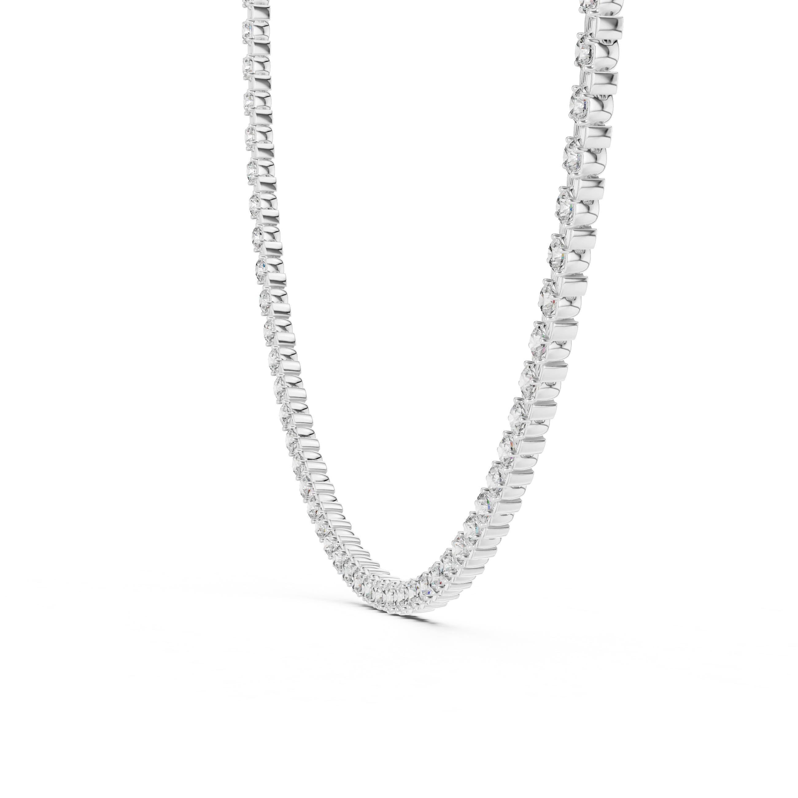 Round Cut Diamond Tennis Necklace
