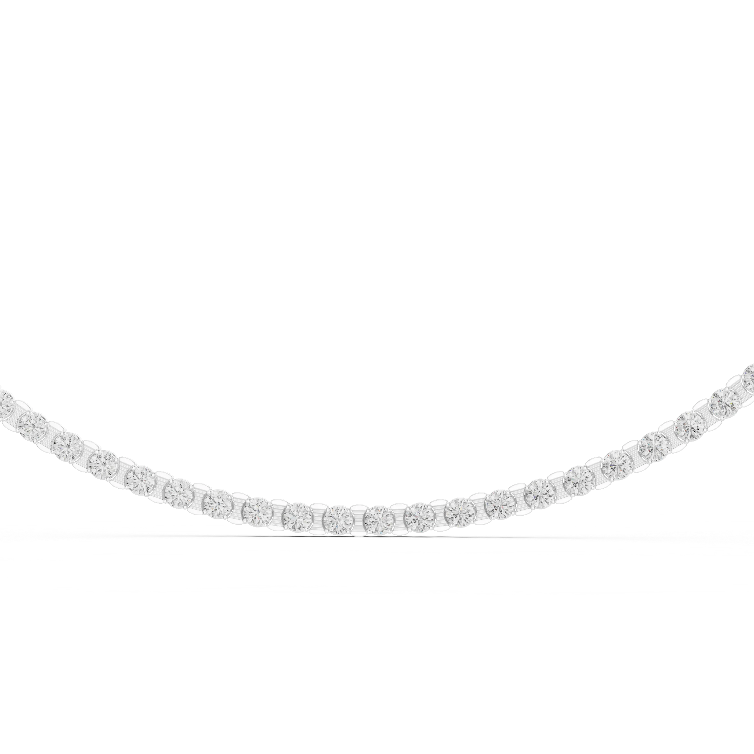 Round Cut Diamond Tennis Necklace