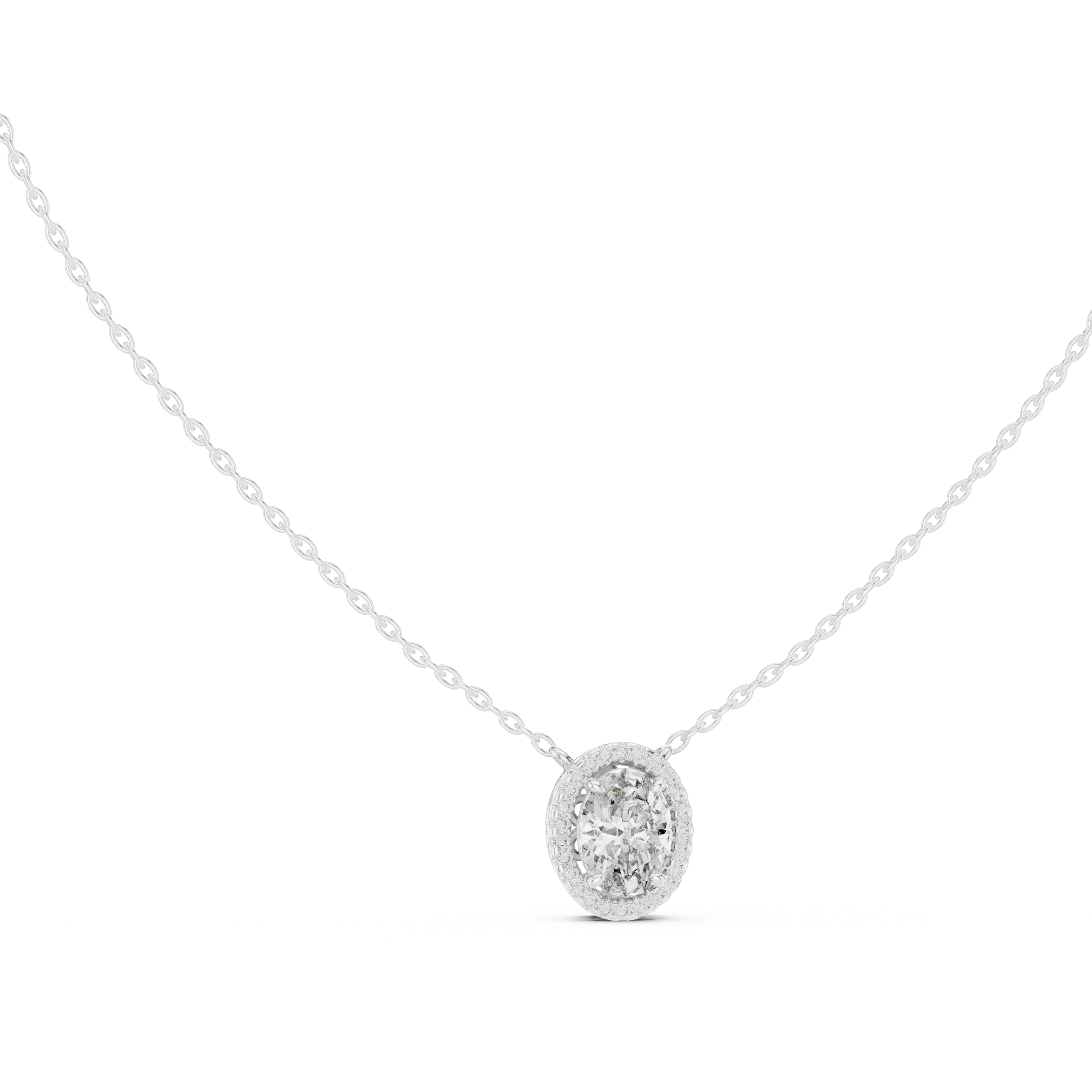 Elysian Oval Halo Diamond Pendant