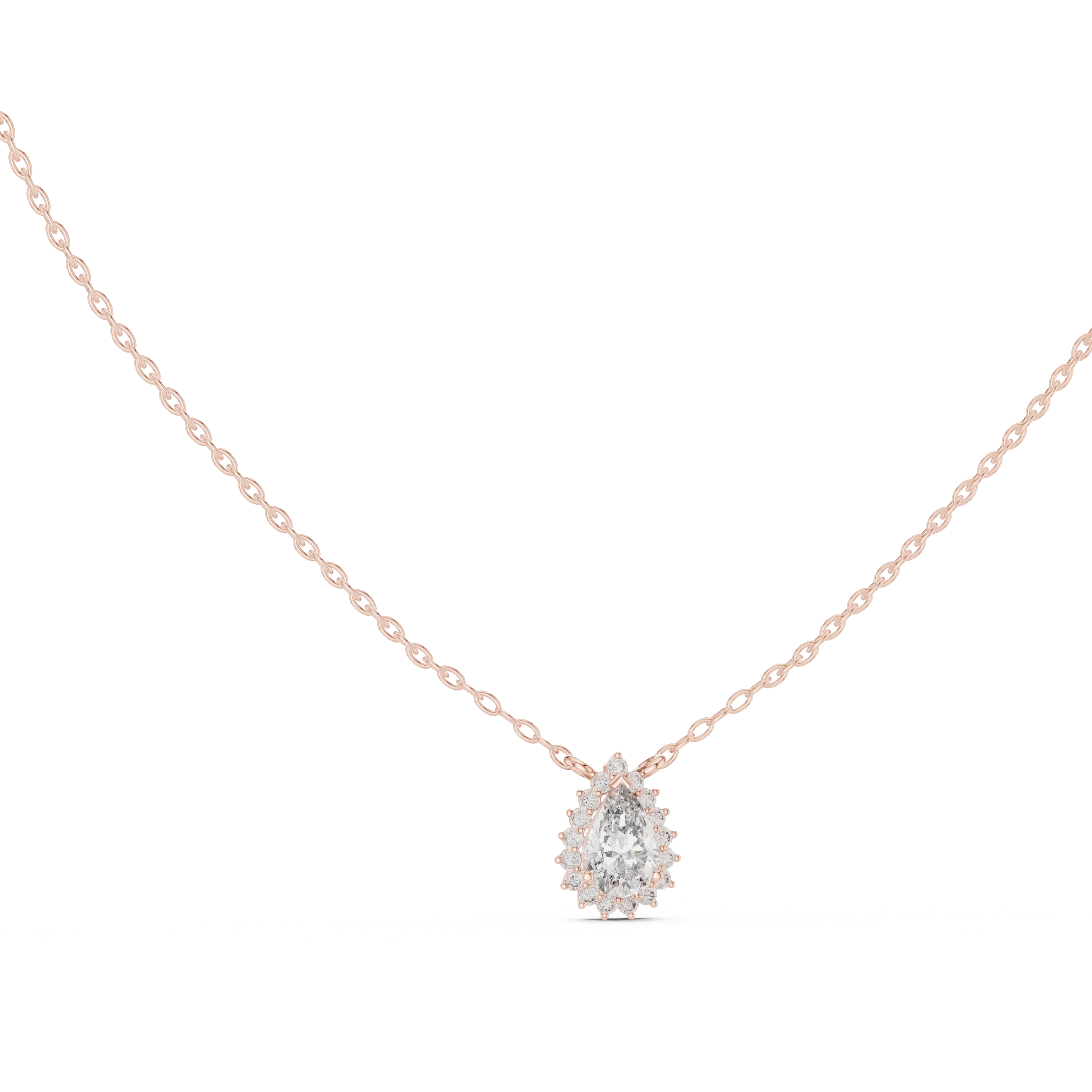 Luna Pear Halo Diamond Pendant