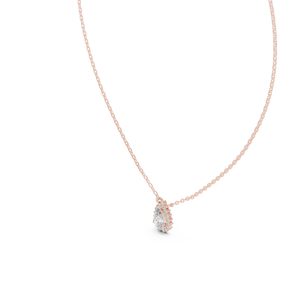 Luna Pear Halo Diamond Pendant