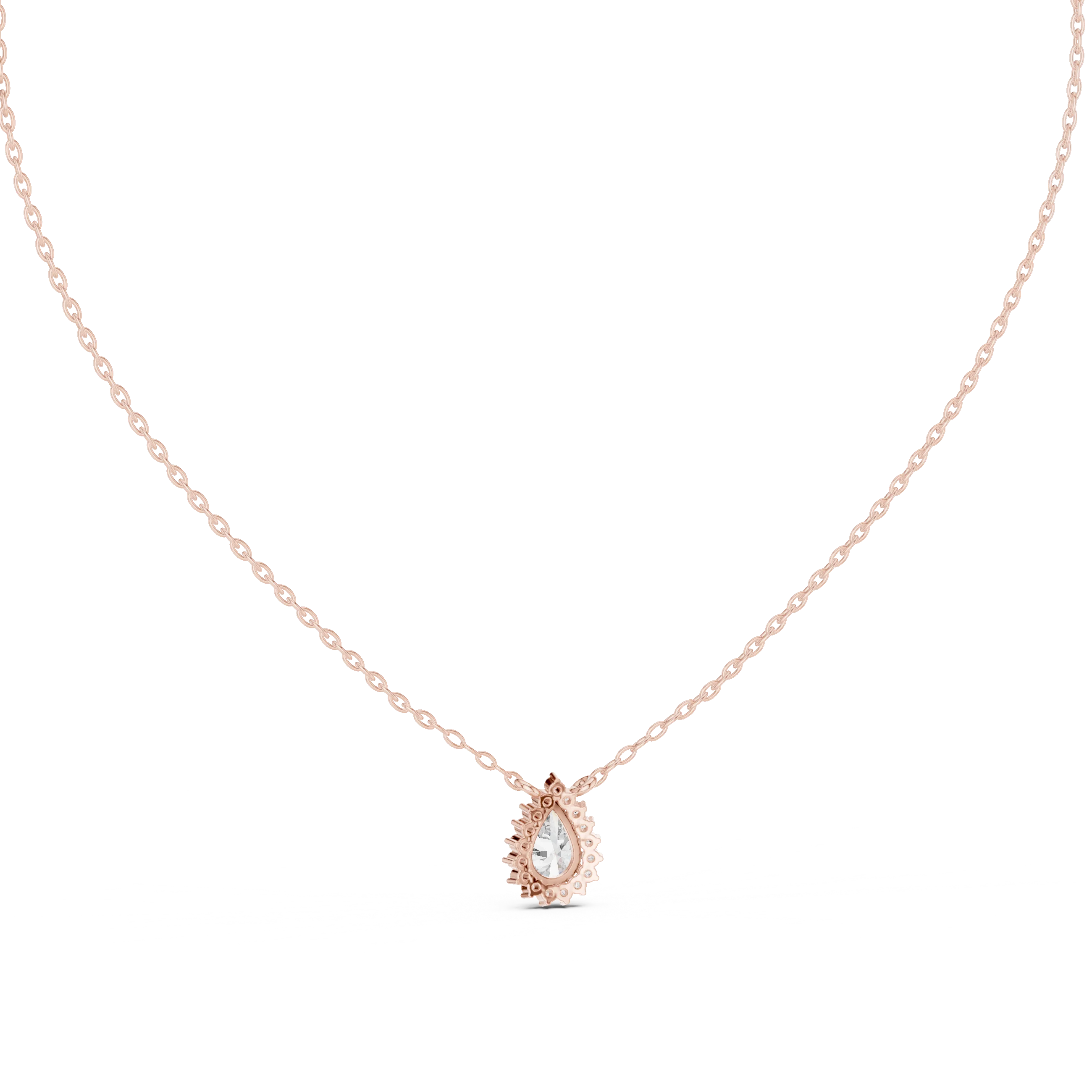 Luna Pear Halo Diamond Pendant