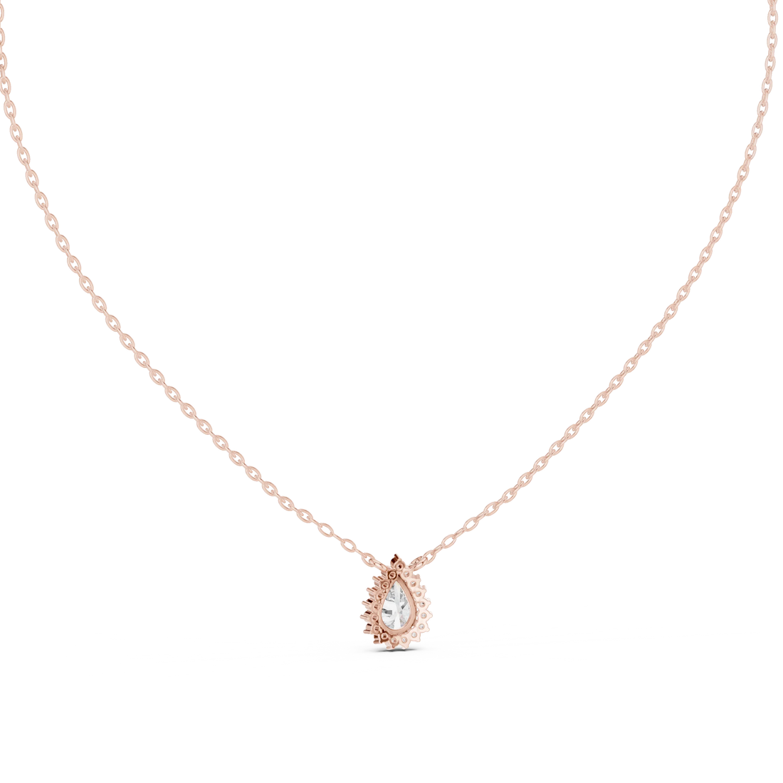 Luna Pear Halo Diamond Pendant
