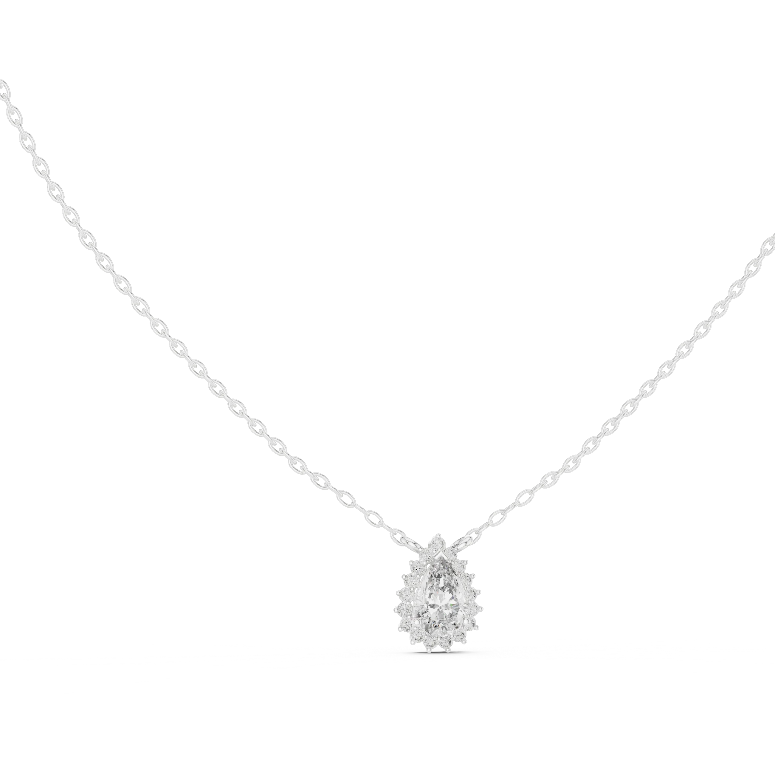 Luna Pear Halo Diamond Pendant