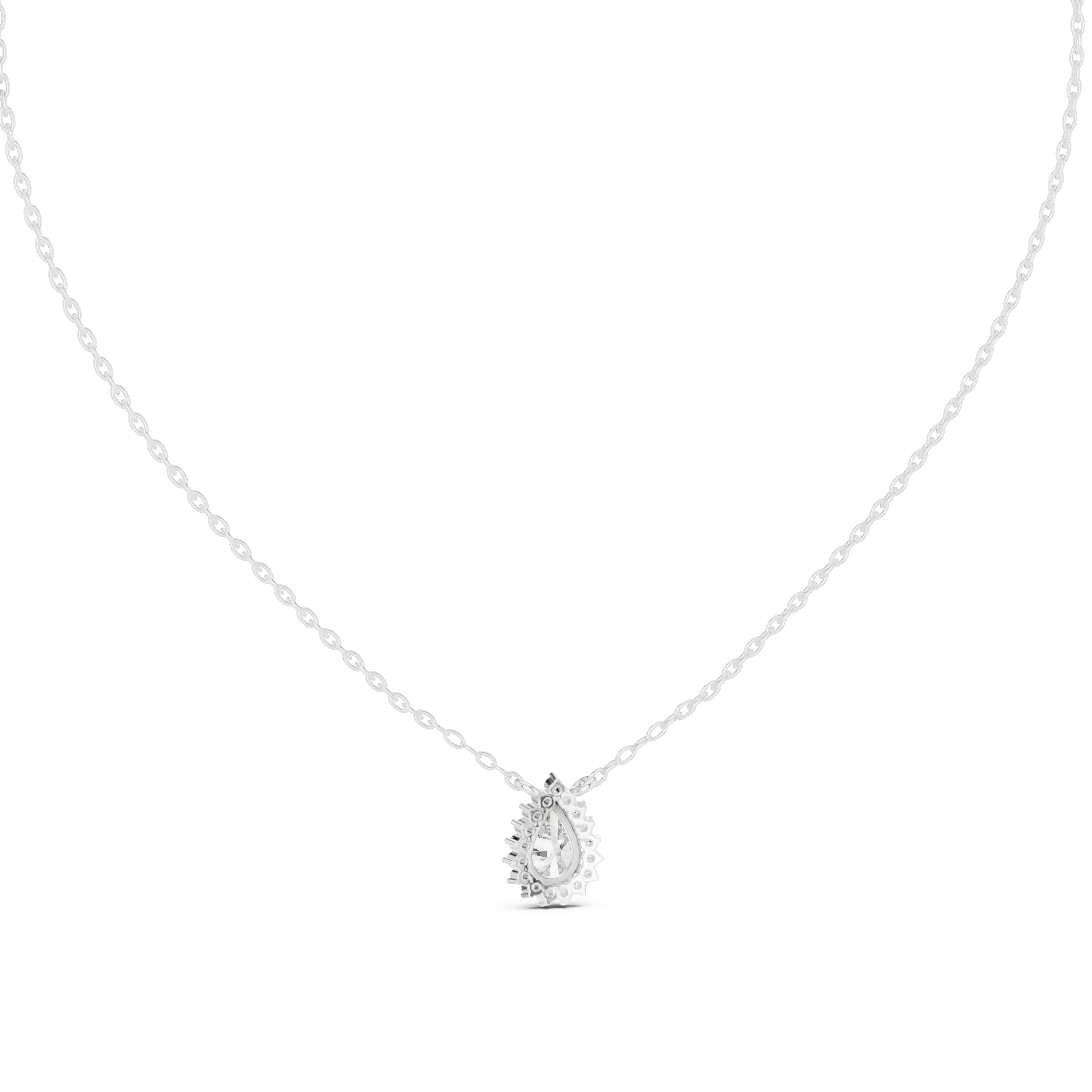 Luna Pear Halo Diamond Pendant