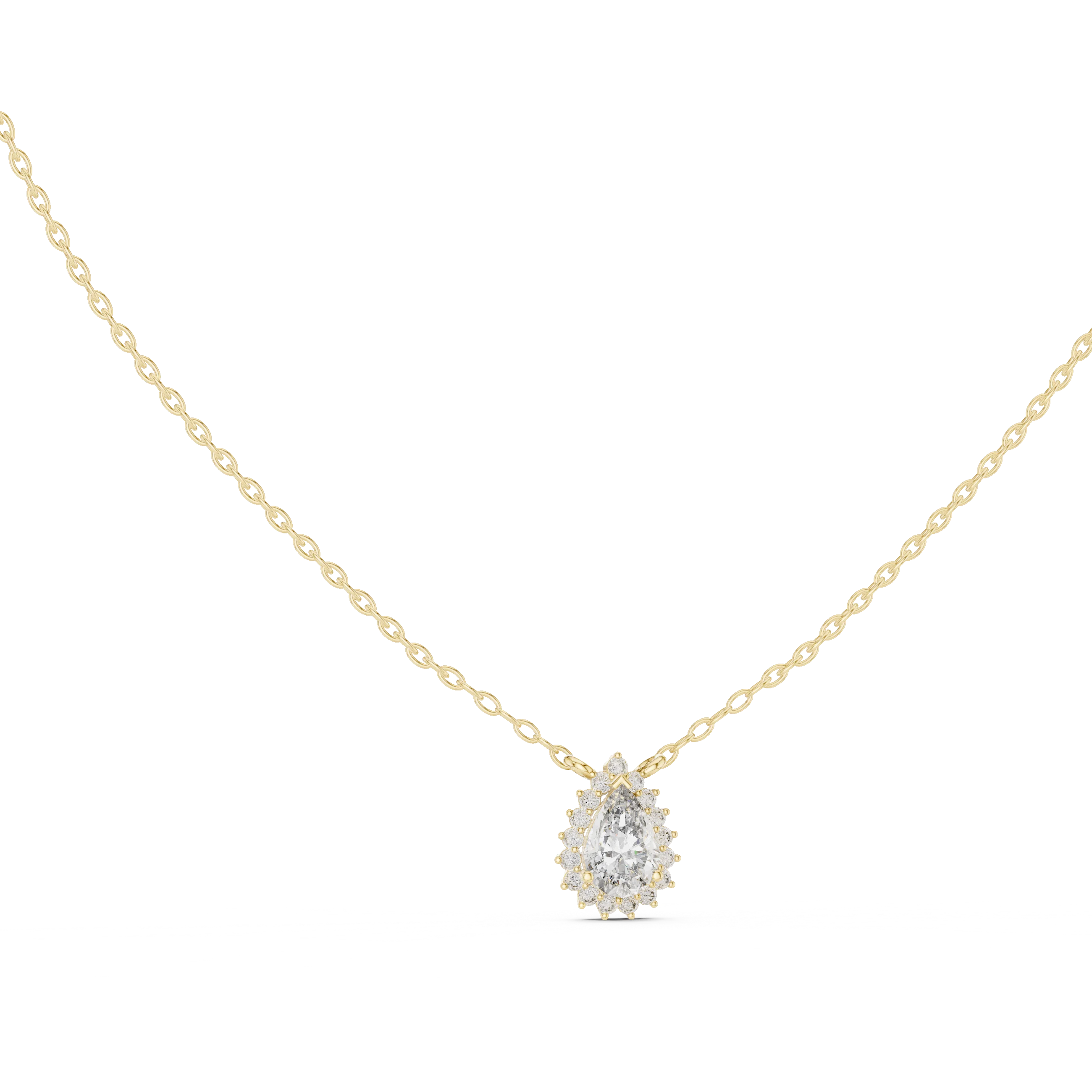 Luna Pear Halo Diamond Pendant