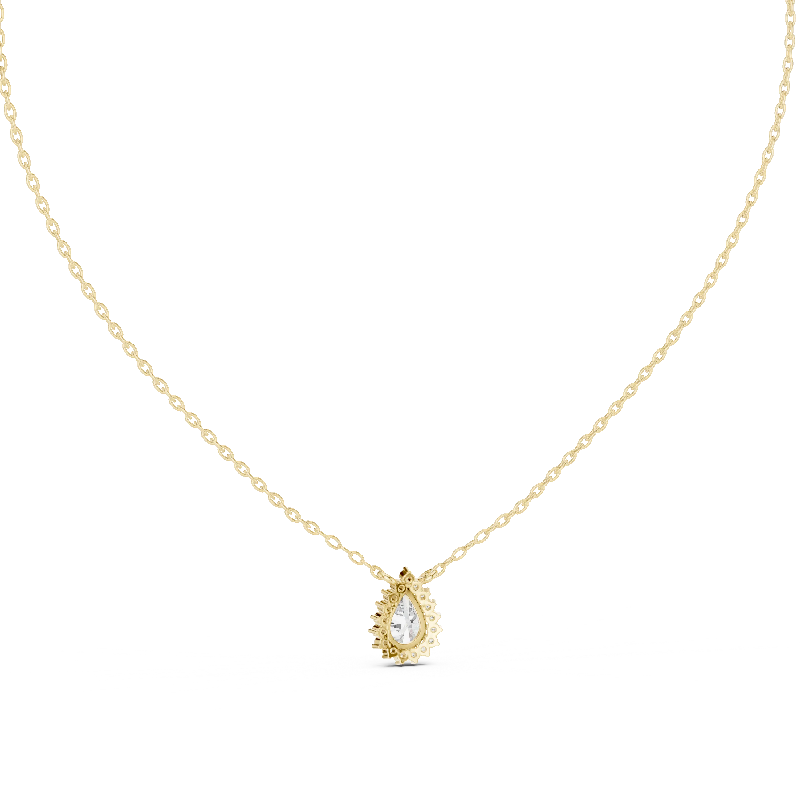 Luna Pear Halo Diamond Pendant