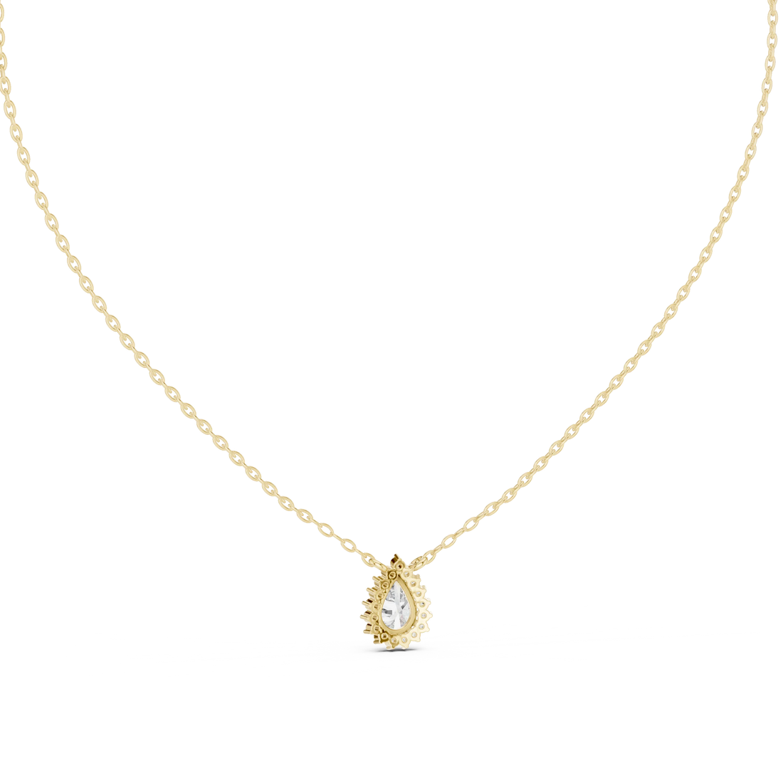 Luna Pear Halo Diamond Pendant
