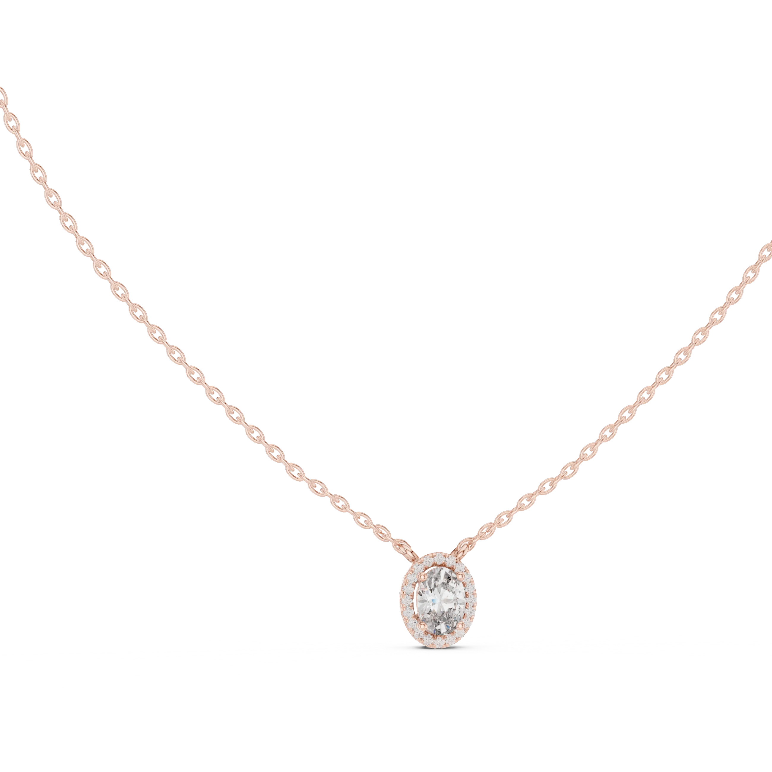 Eternal Oval Halo Diamond Pendant
