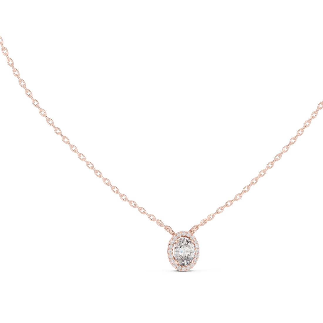 Eternal Oval Halo Diamond Pendant