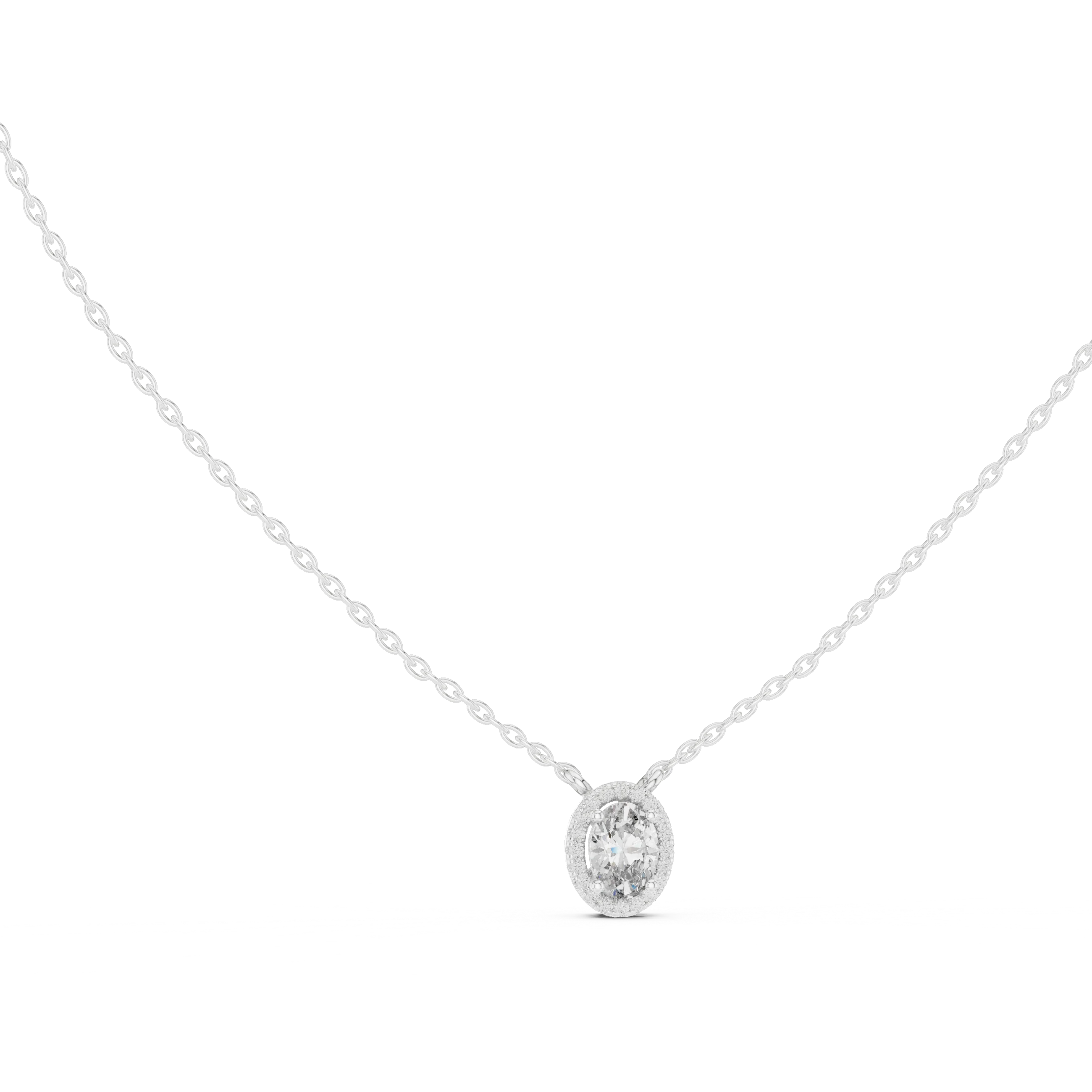 Eternal Oval Halo Diamond Pendant