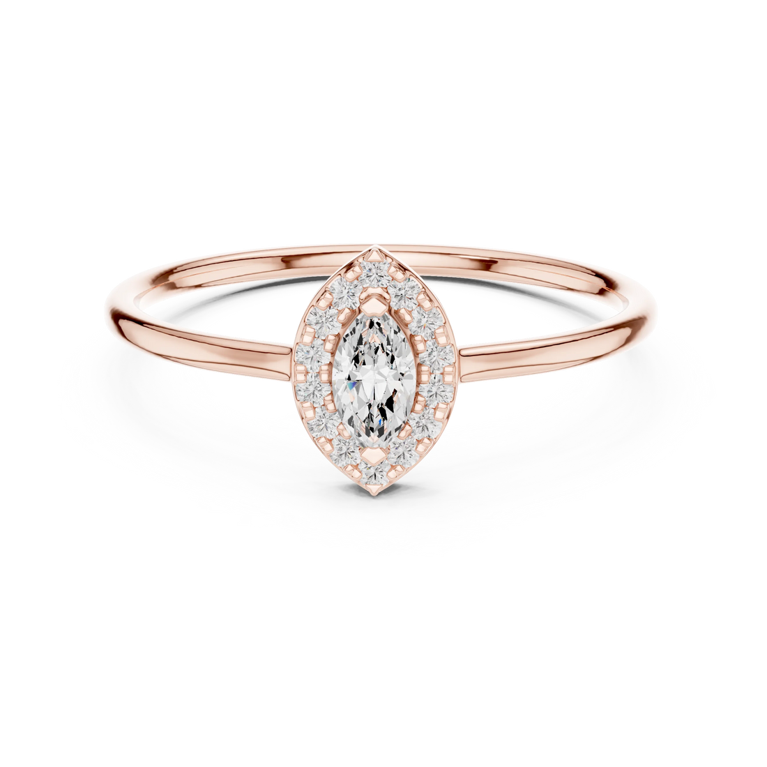 Marquise-Cut Diamond Halo Engagement Ring