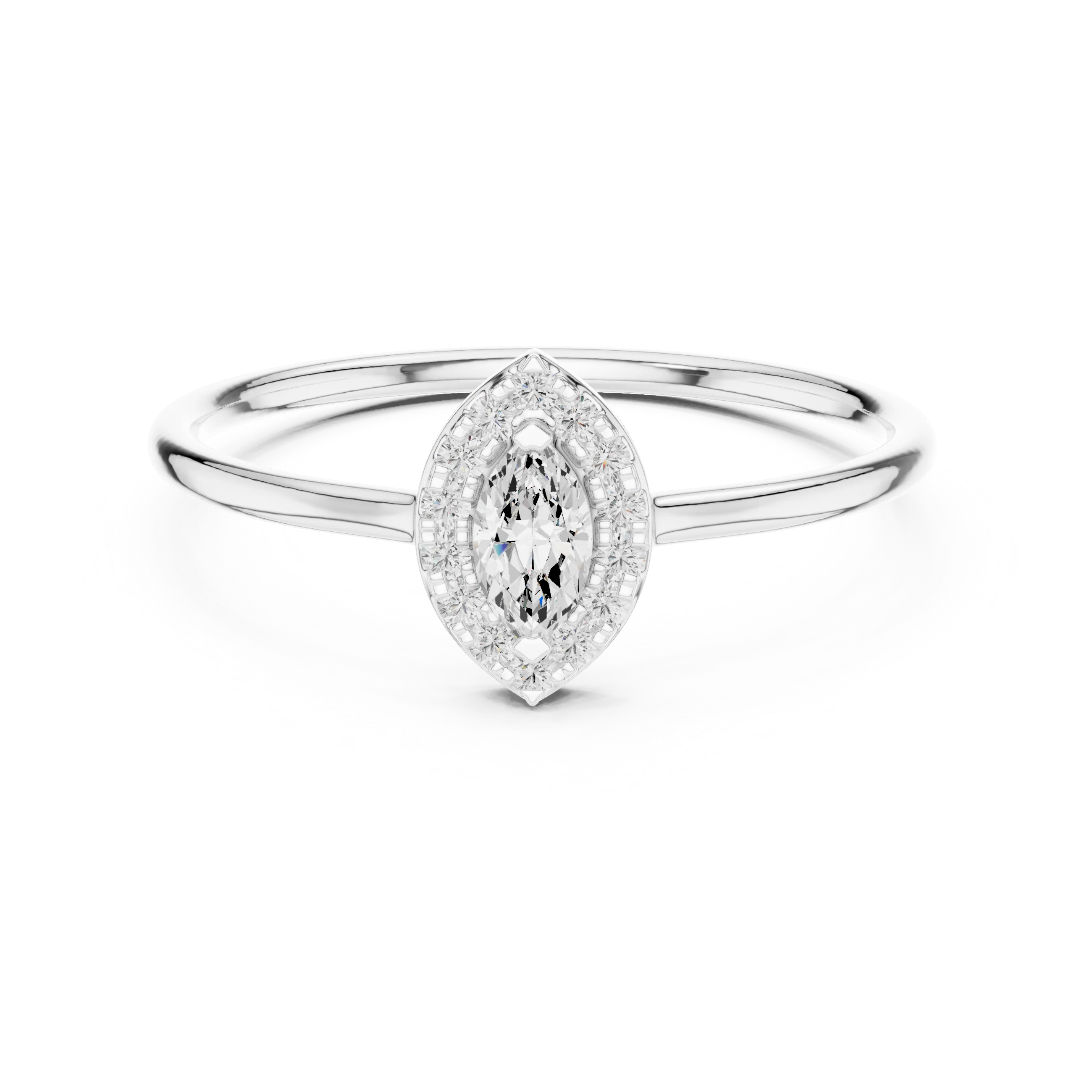 Marquise-Cut Diamond Halo Engagement Ring