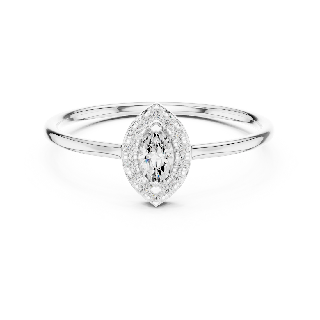 Marquise-Cut Diamond Halo Engagement Ring
