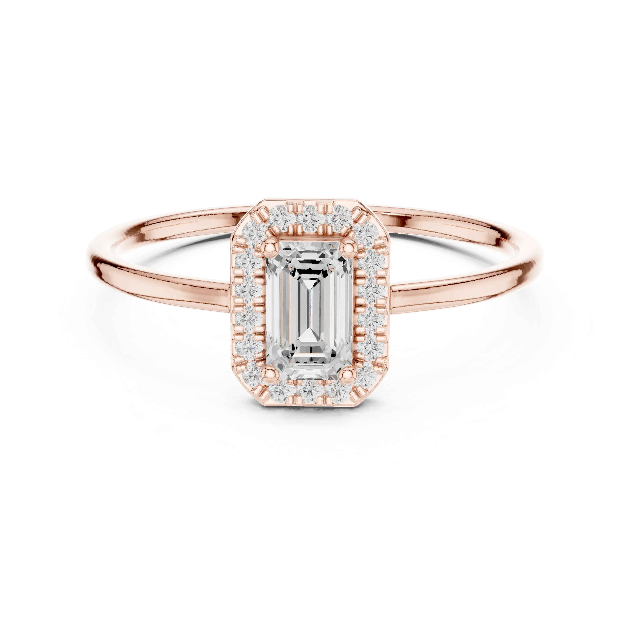 Emerald-Cut Diamond Halo Engagement Ring