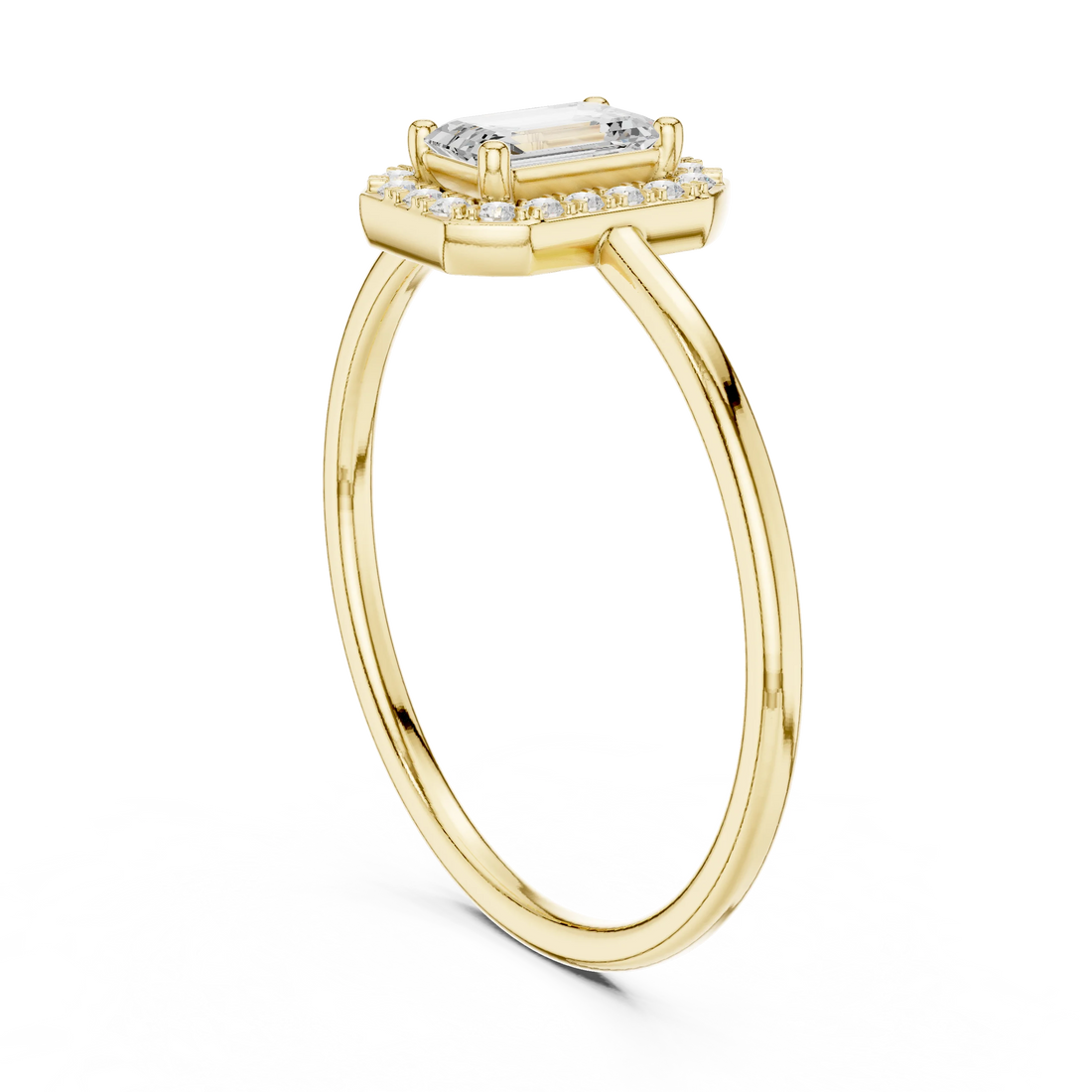 Emerald-Cut Diamond Halo Engagement Ring