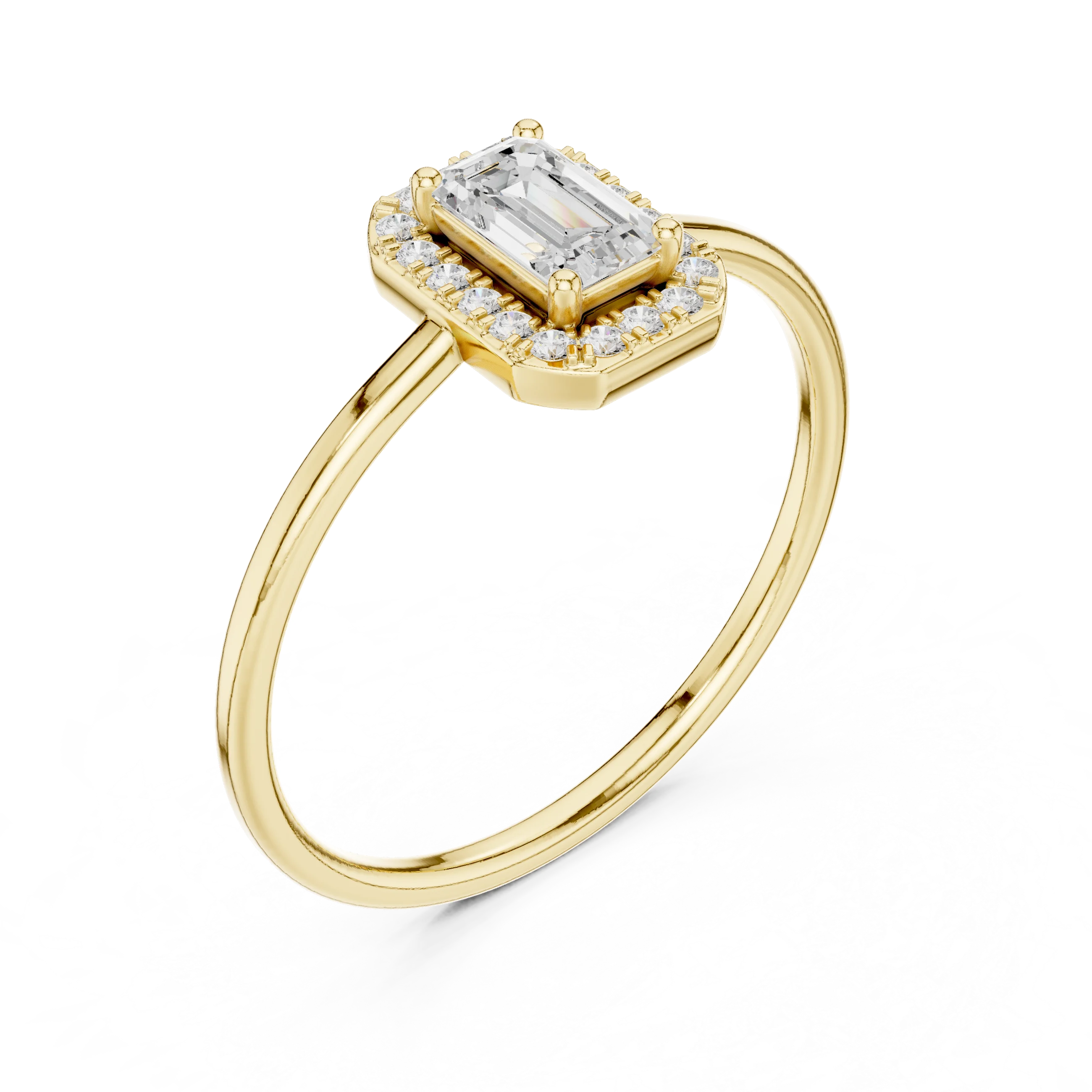 Emerald-Cut Diamond Halo Engagement Ring