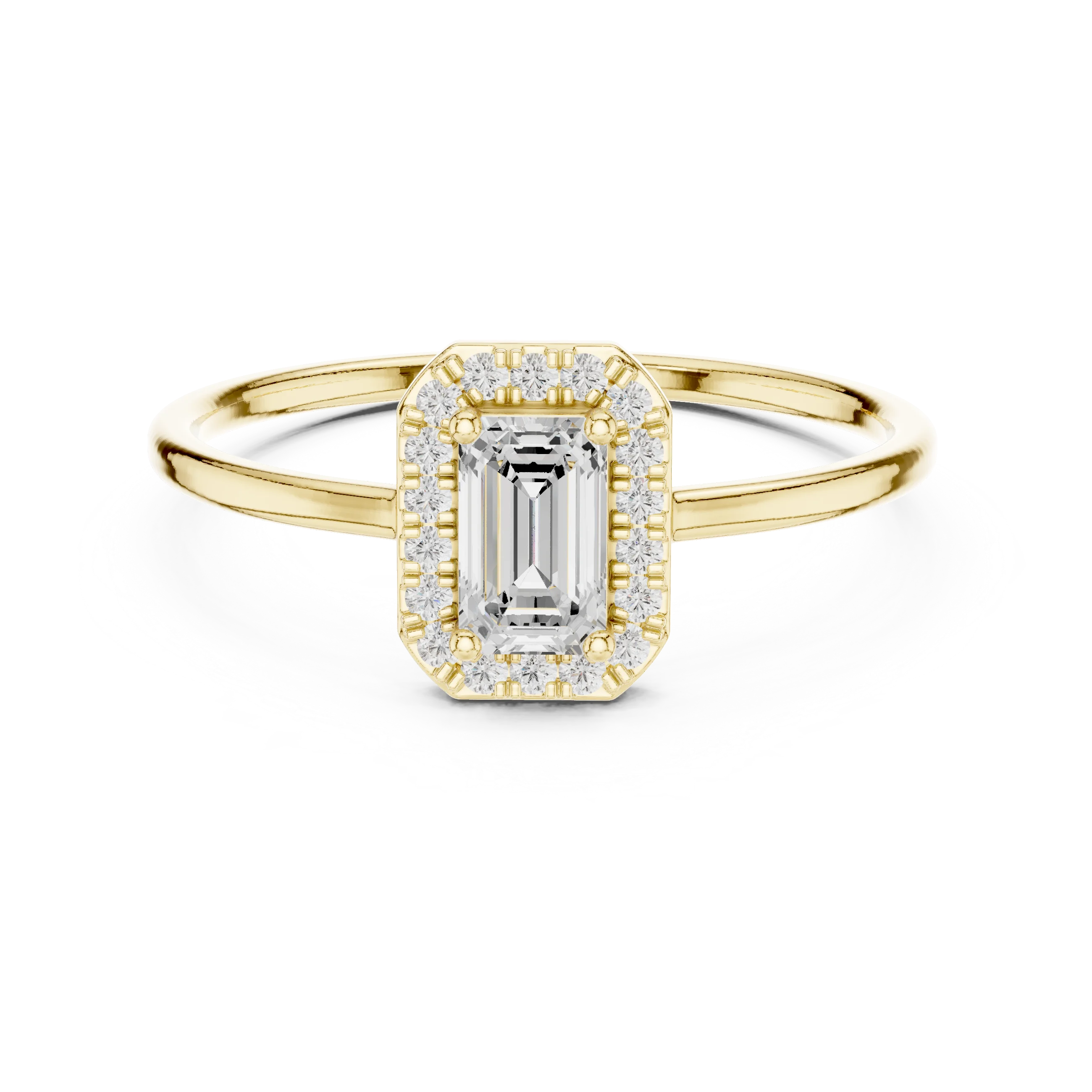 Emerald-Cut Diamond Halo Engagement Ring