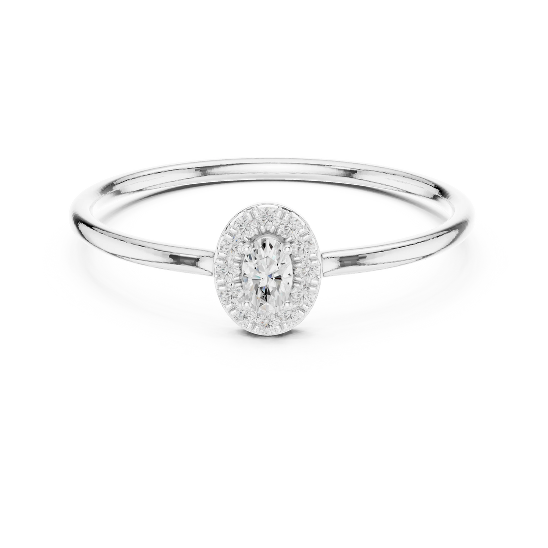 Oval-Cut Diamond Halo Engagement Ring