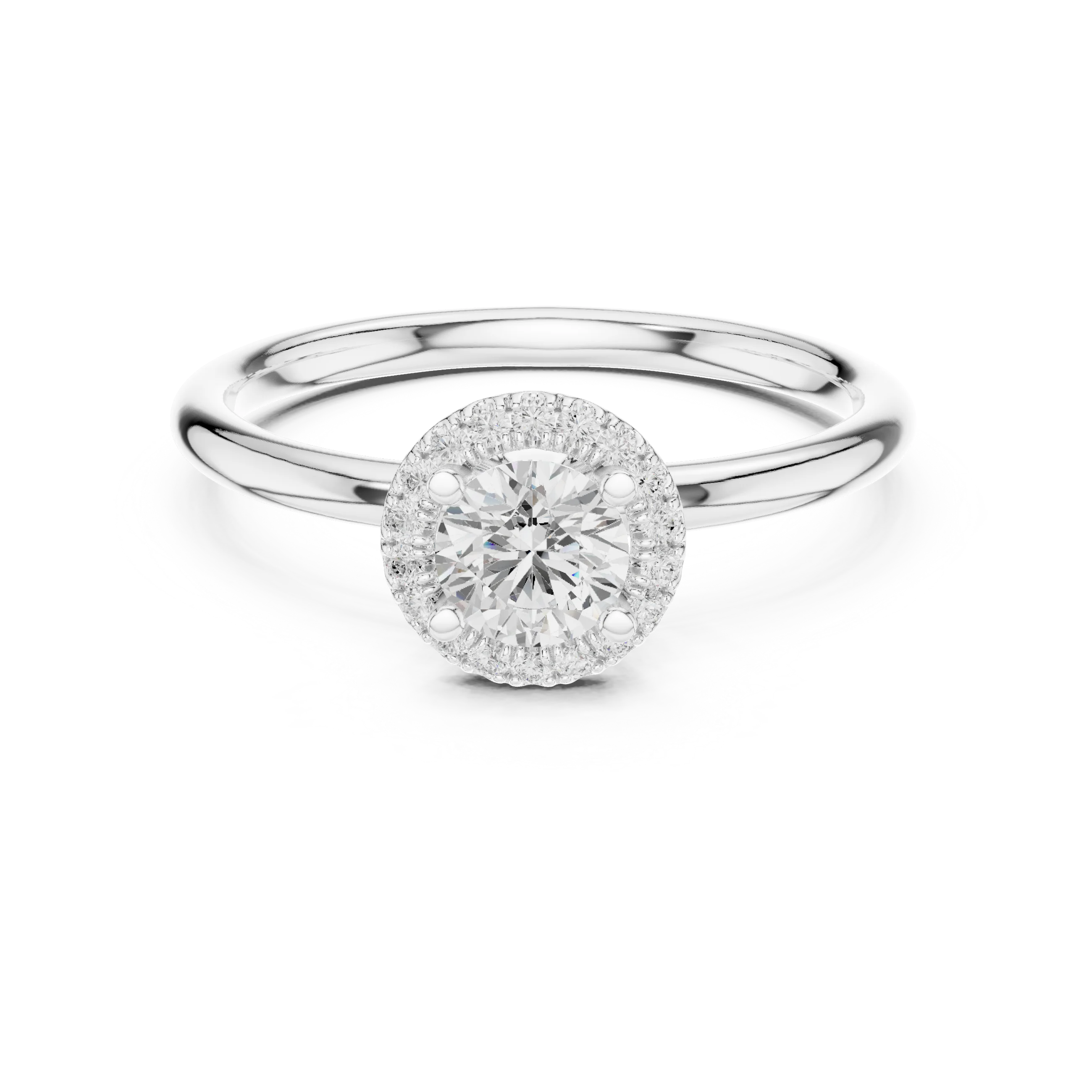 Round Diamond Halo Engagement Ring