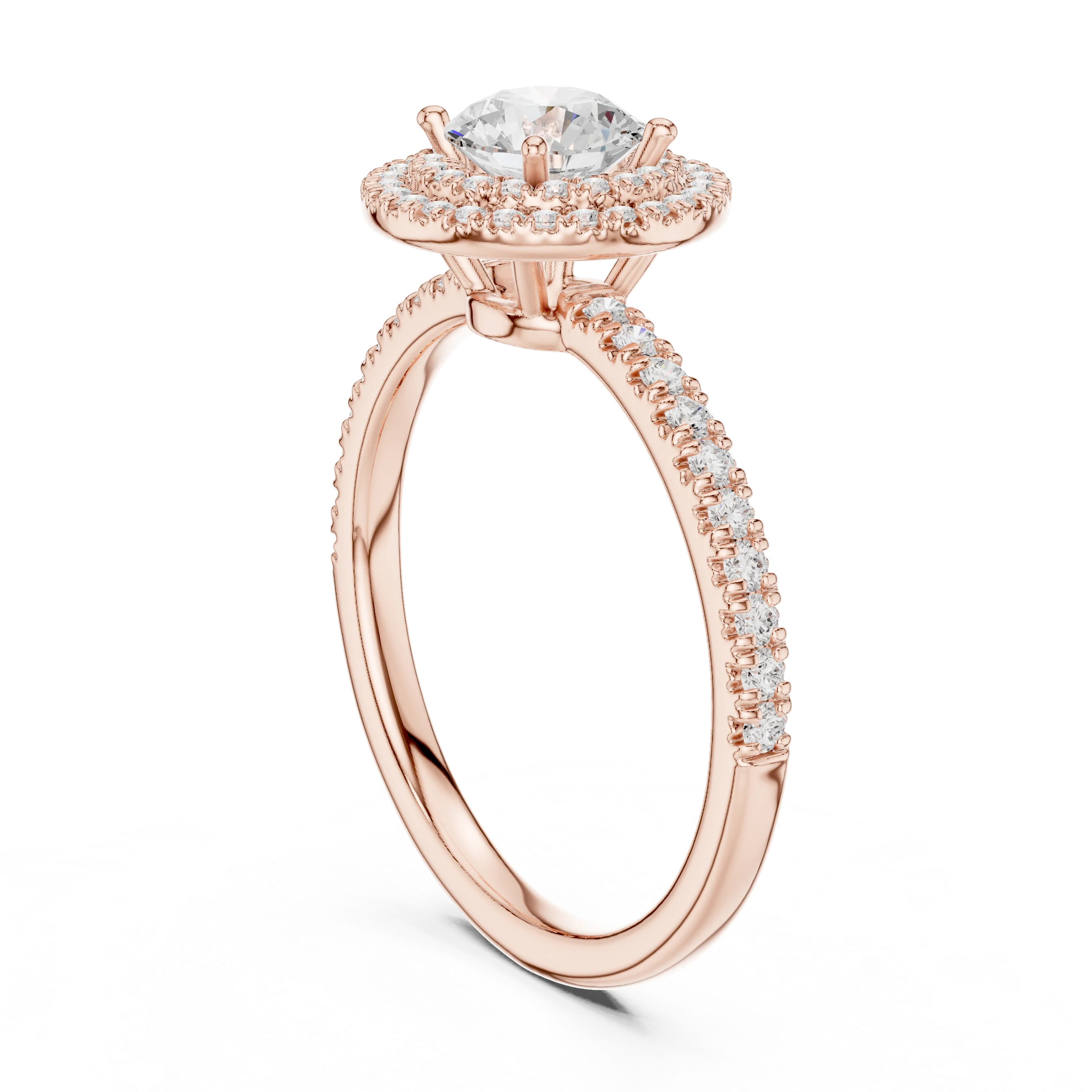 Round Diamond Double Halo Engagement Ring