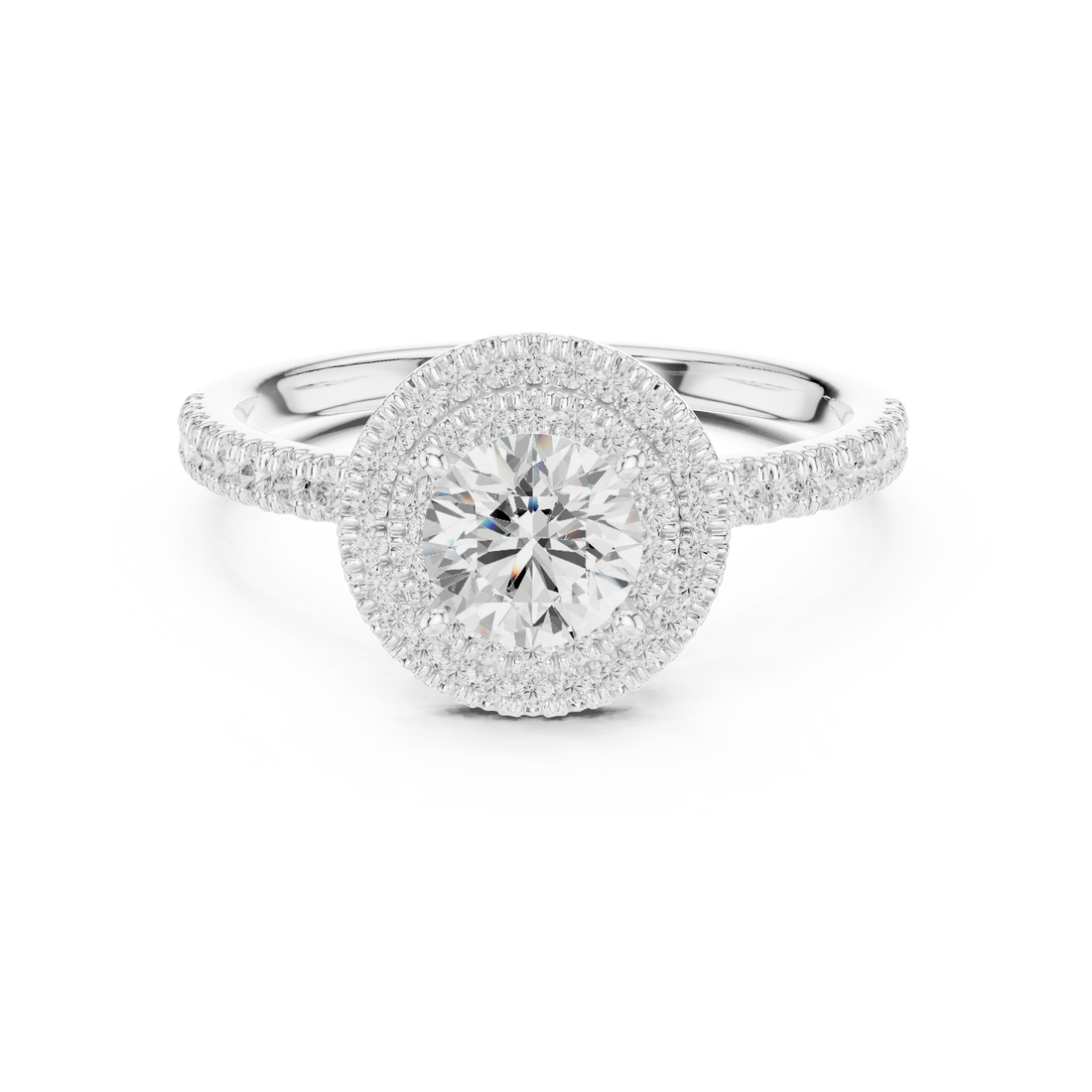 Round Diamond Double Halo Engagement Ring