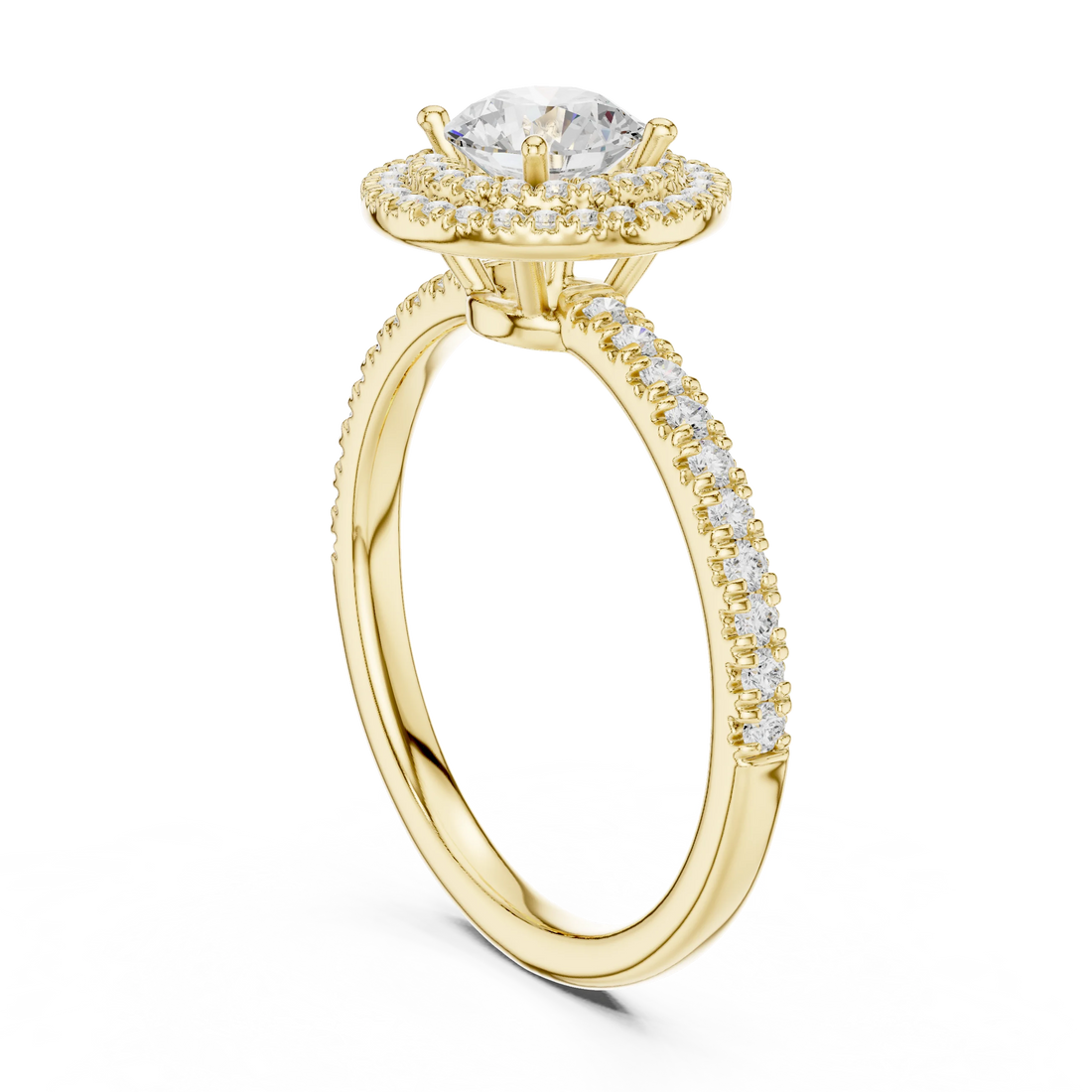 Round Diamond Double Halo Engagement Ring