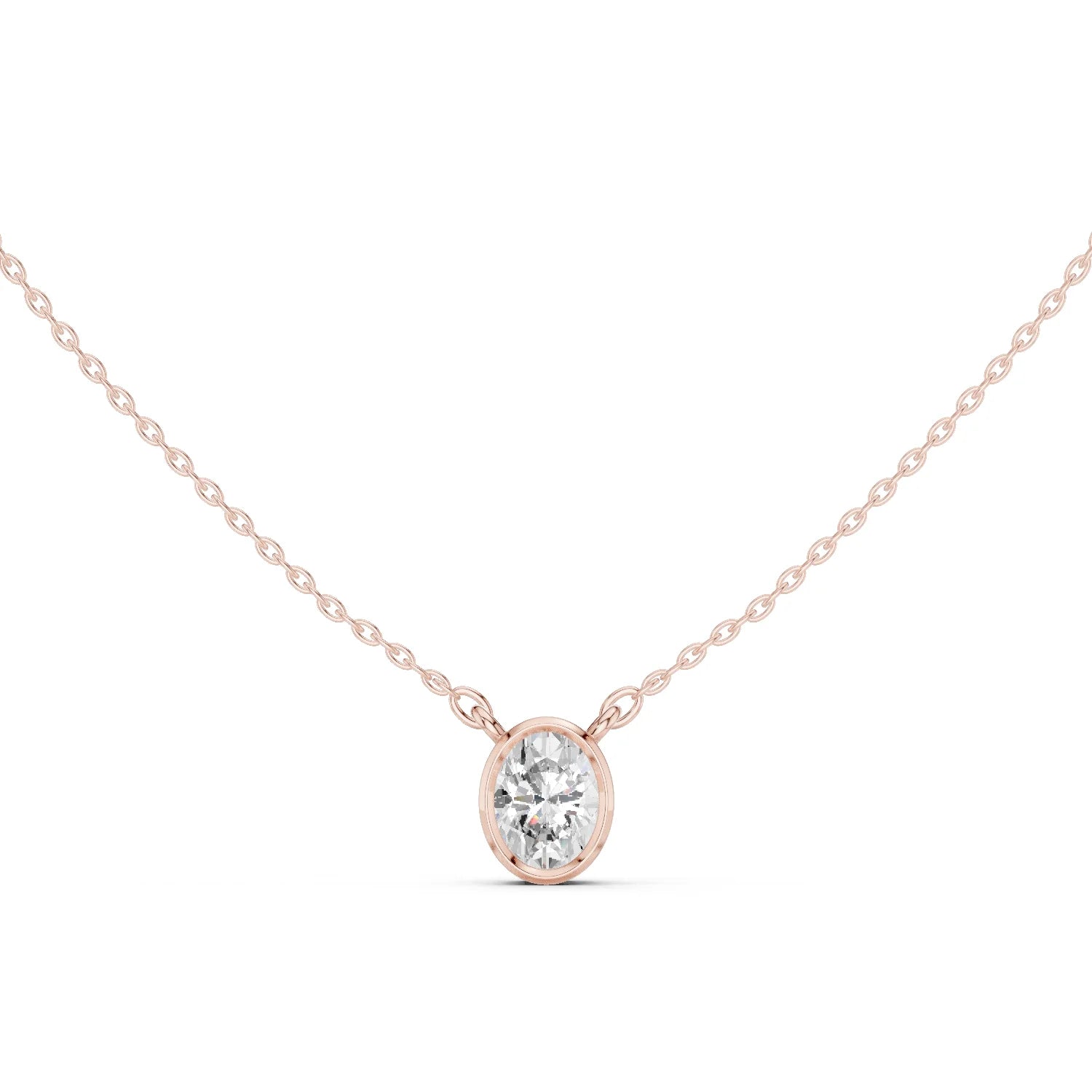 Aureva Oval Bezel Solitaire Diamond Pendant