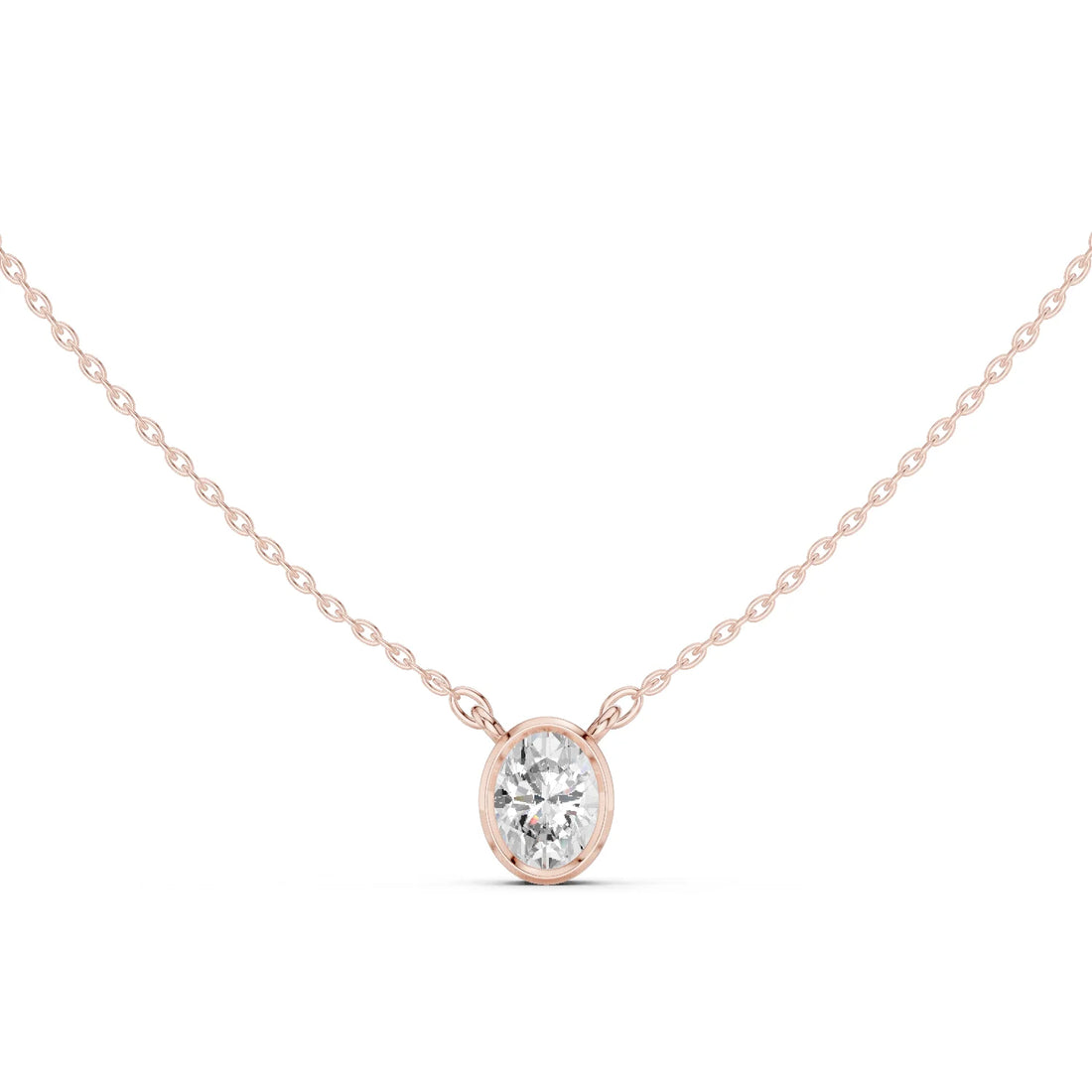 Aureva Oval Bezel Solitaire Diamond Pendant