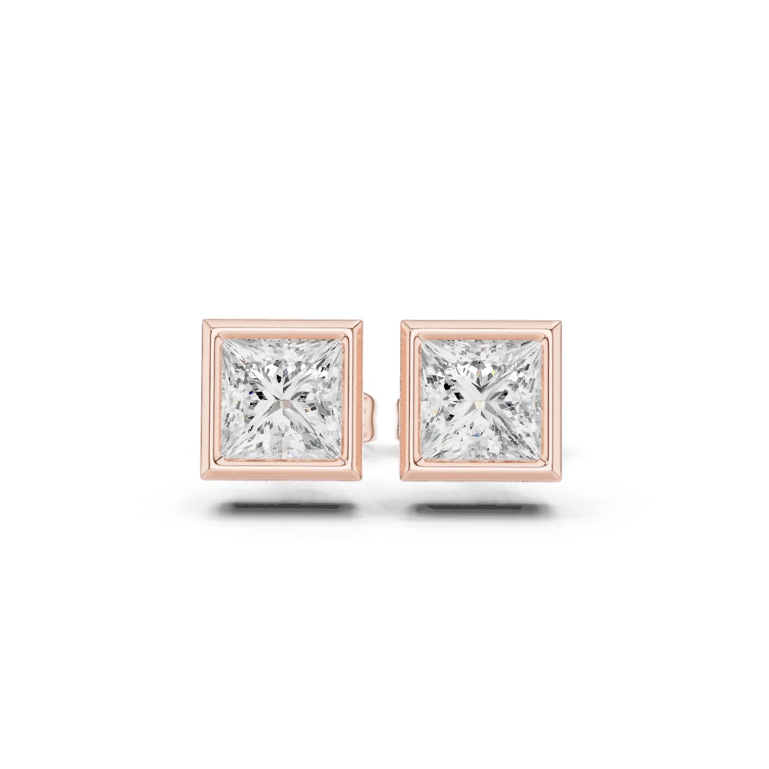 Regalia Princess Bezel Diamond Stud Earrings