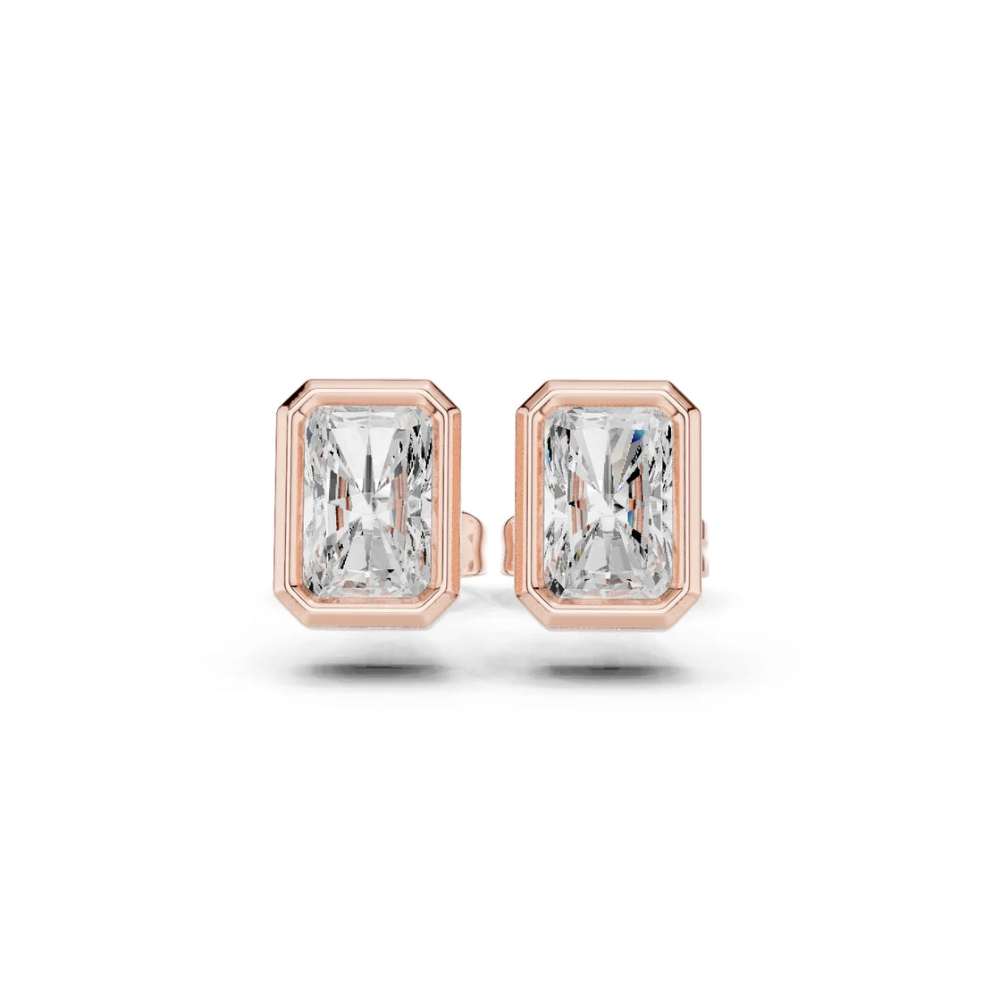 Luminara Radiant Bezel Diamond Stud Earrings