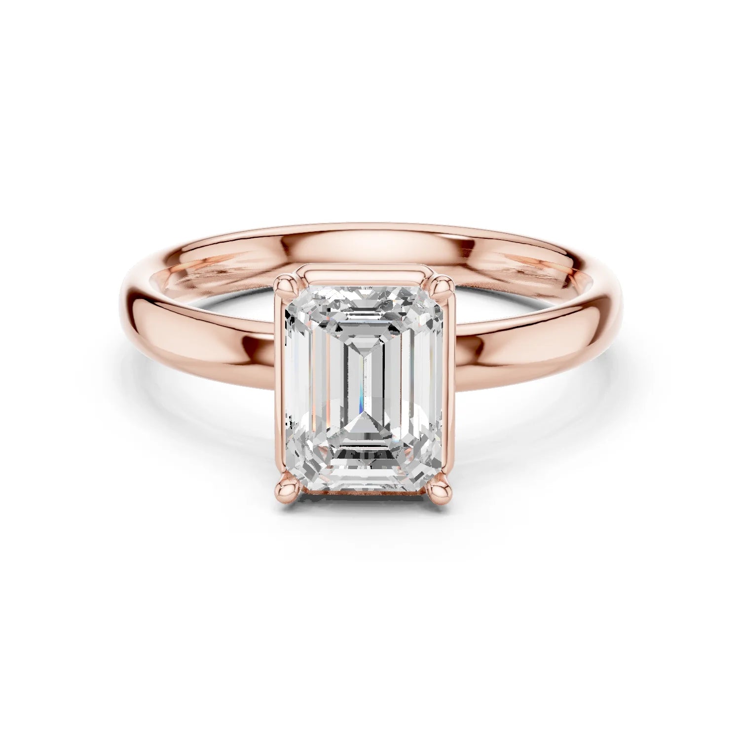 Emerald Diamond Solitaire Engagement Ring