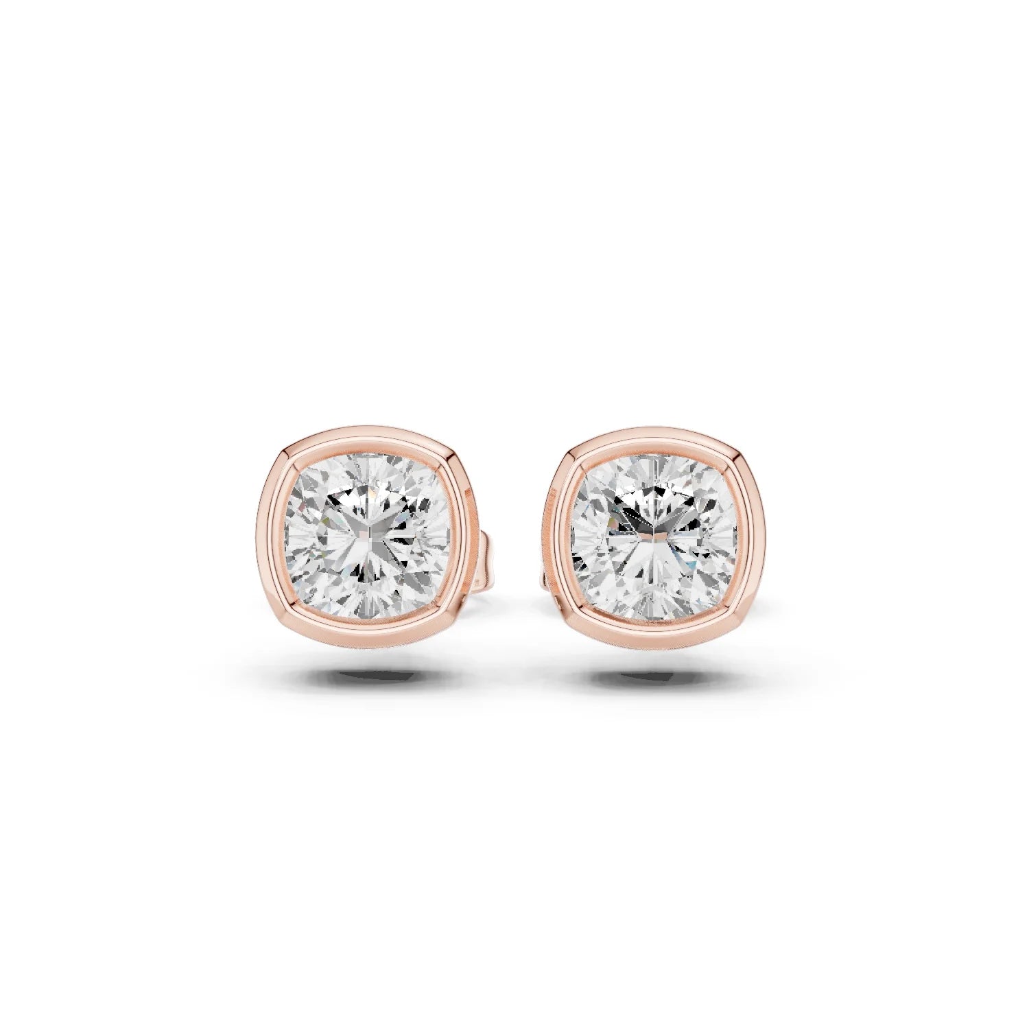 Lunaria Cushion Bezel Diamond Stud Earrings