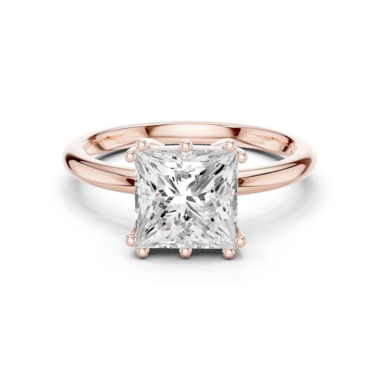 Princess Cut Diamond Solitaire Engagement Ring with Hidden Accent Diamonds