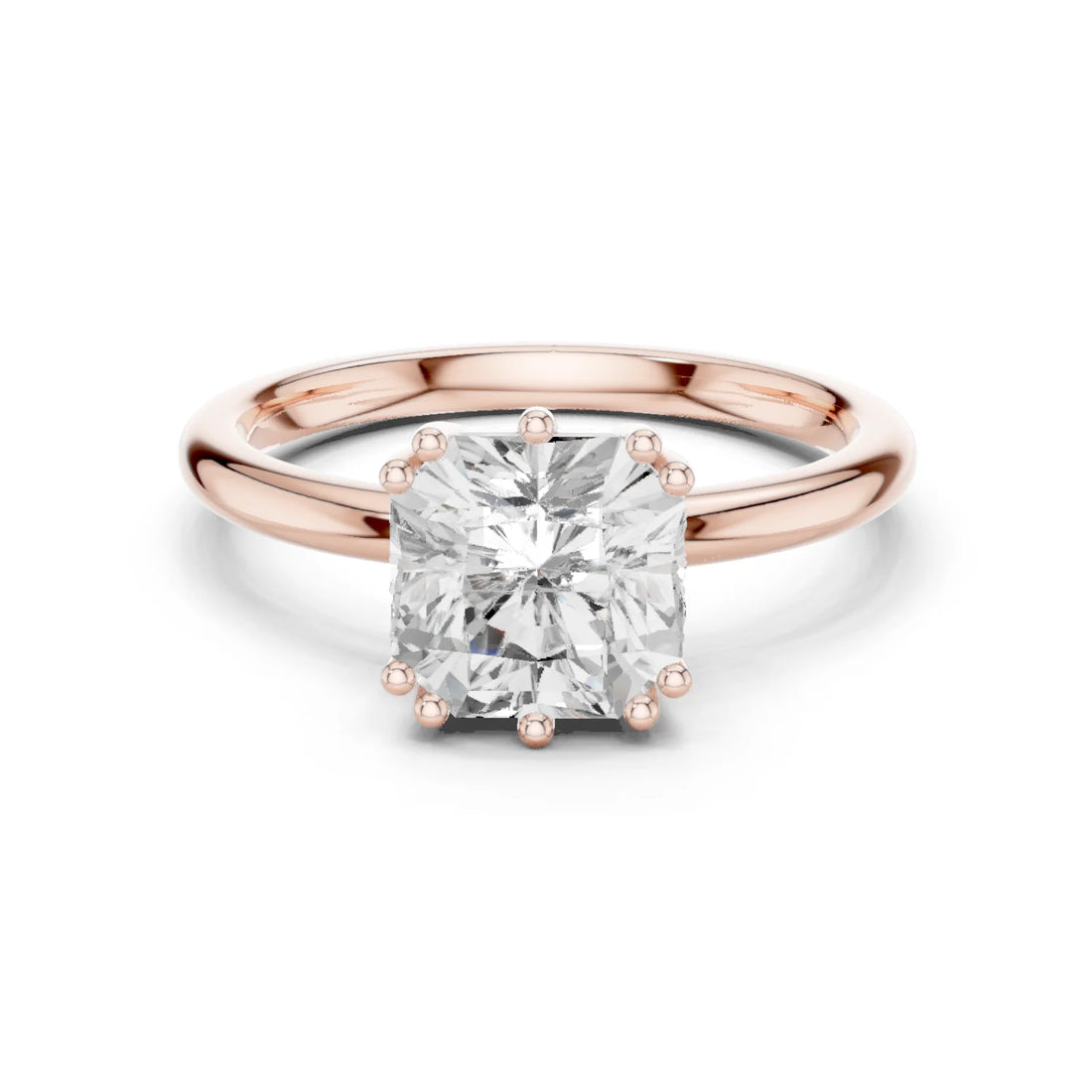 Asscher Cut Diamond Solitaire Engagement Ring with Hidden Accent Diamonds