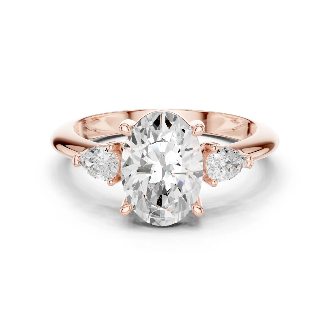Oval Diamond Solitaire Engagement Ring with Hidden Side Accent