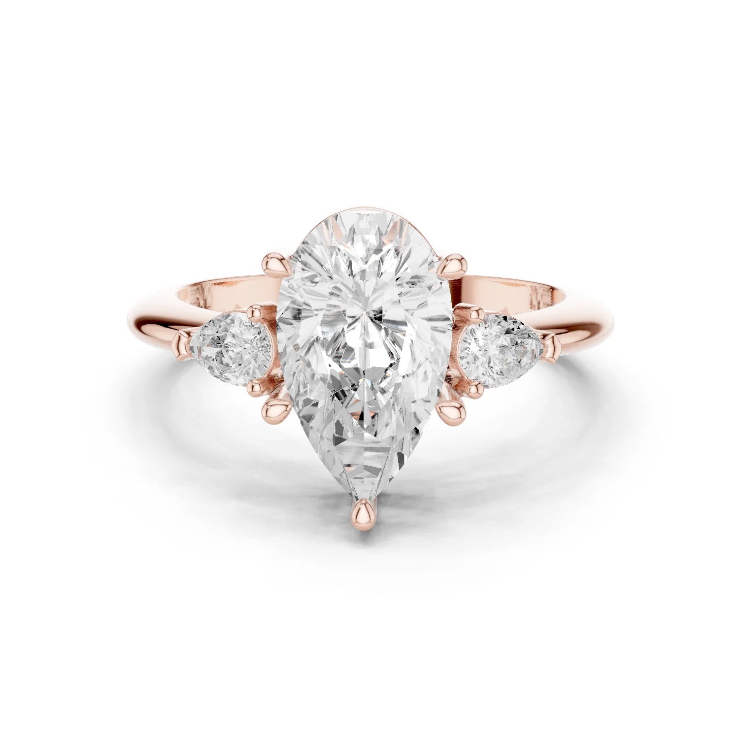 Pear Diamond Solitaire Engagement Ring with Hidden Side Accent