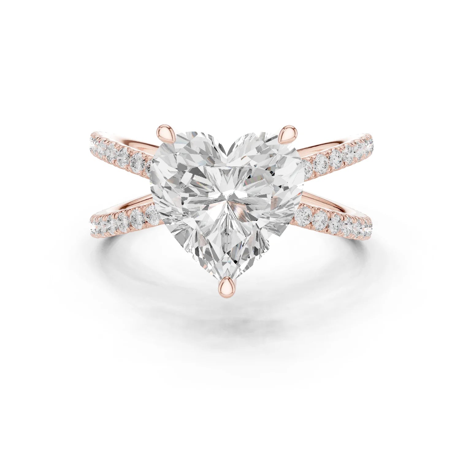 Heart Cut Diamond Split Shank Engagement Ring