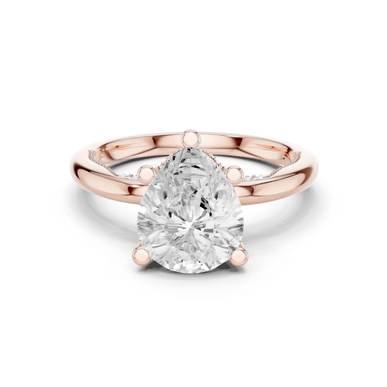 Hidden Halo Pear Cut Diamond Engagement Ring