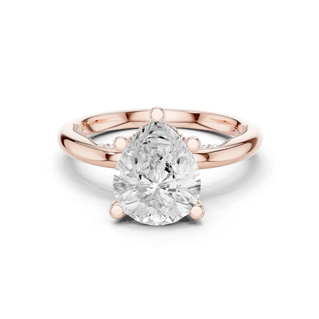 Hidden Halo Pear Cut Diamond Engagement Ring