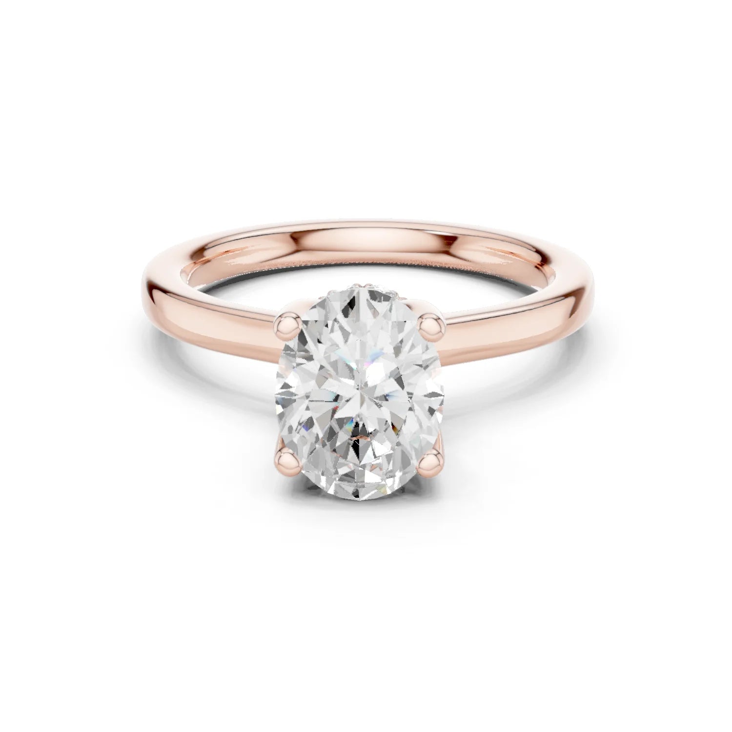 Oval Shape Diamond Hidden Halo Engagement Ring