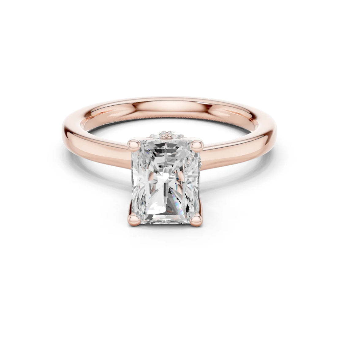 Radiant Shape Diamond Hidden Halo Engagement Ring